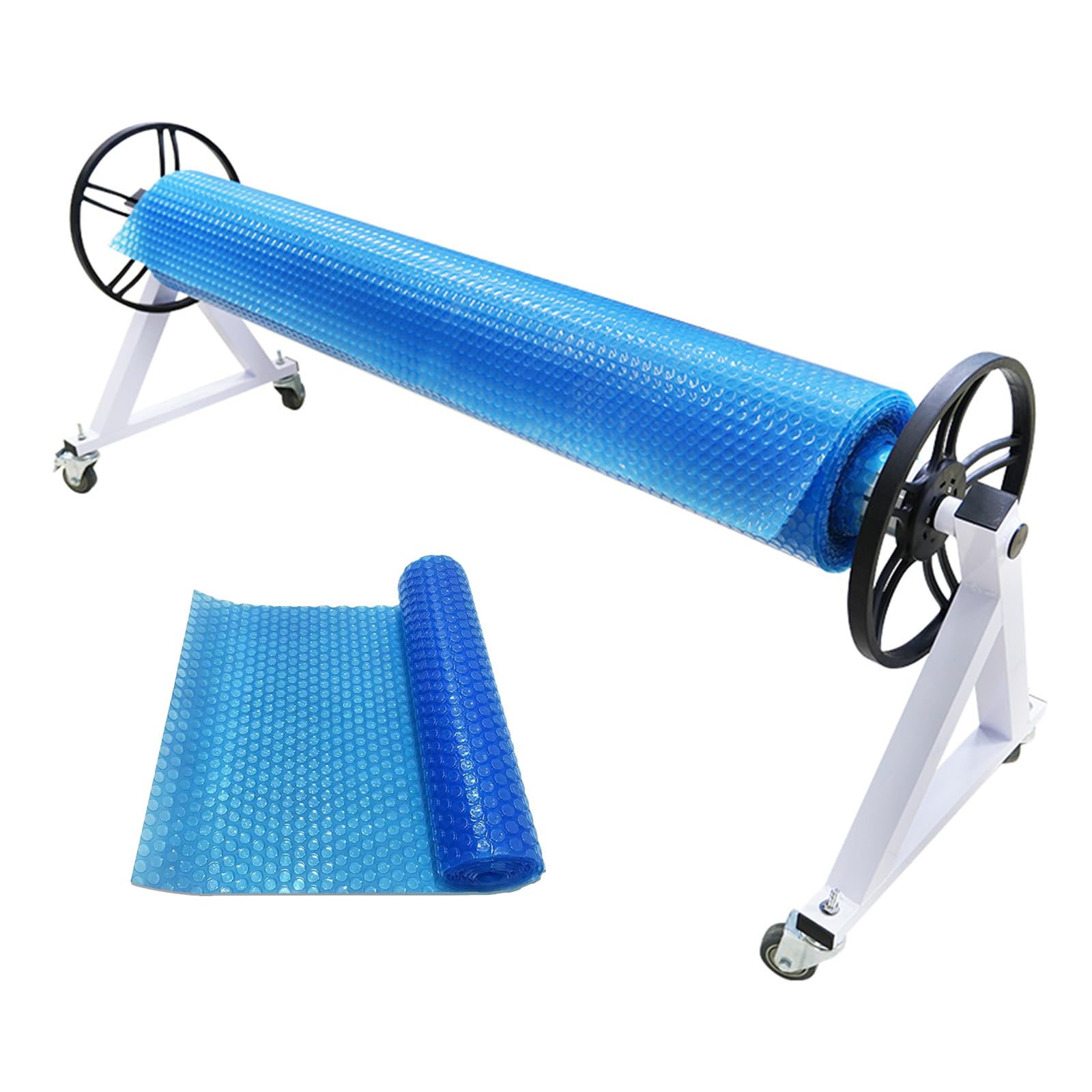 JXYQ Pool Cover Roller System - Telescopic Aluminum Reel with Wheels for Inground and Above Ground Swimming Pools