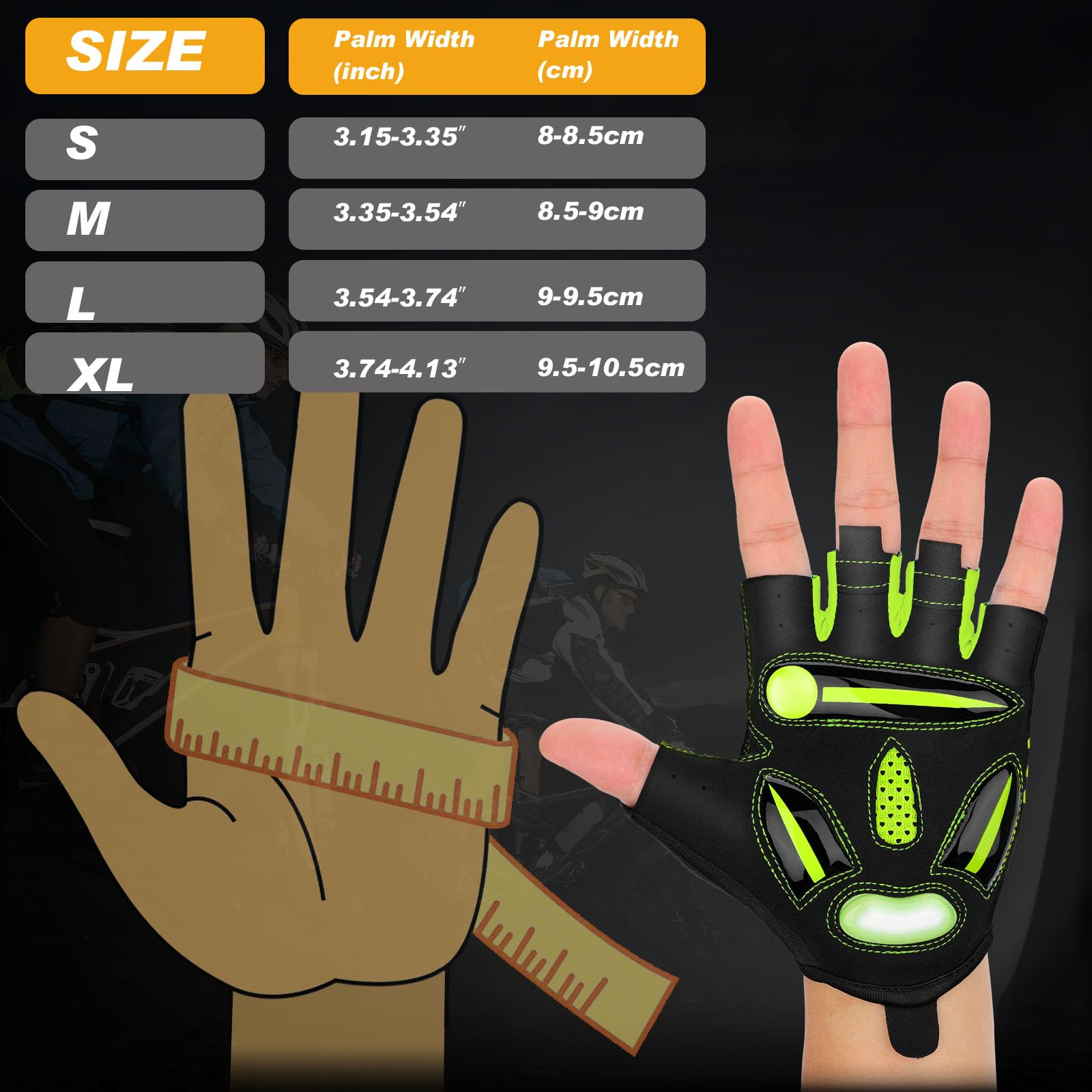 Guantes Bicicleta Montaña,Guantes Ciclismo Verano Medio Dedo para Hombres y Mujeres,Gel a Prueba GolpesTranspirableCómodoAntideslizante Adecuado para MotocicletasBiciMTBGimnasio