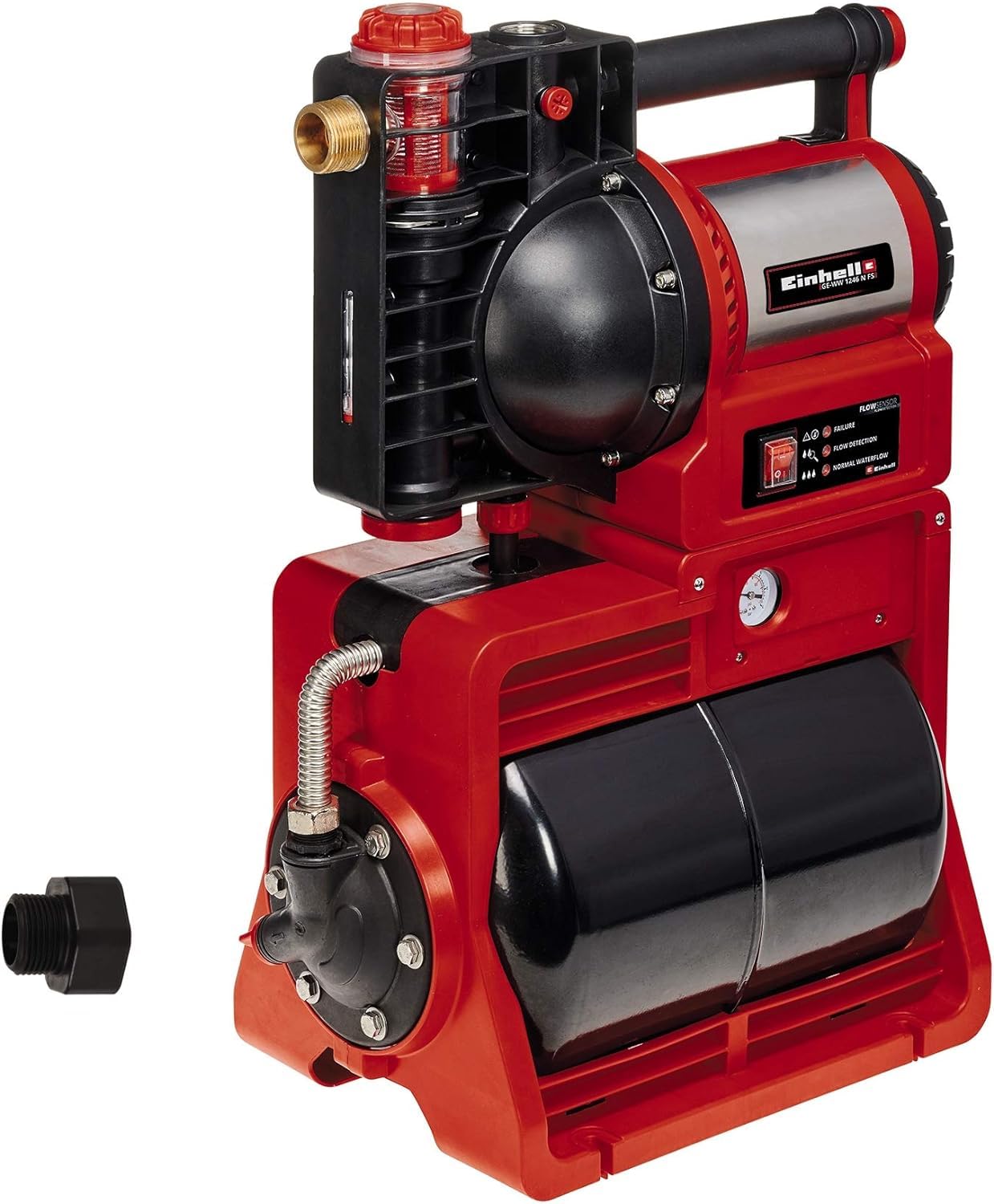 Einhell Hauswasserwerk GE-WW 1246 N FS (1.200 Watt, 4600 L/h max. Fördermenge, Flow-Sensor inkl. LED-Anzeige, Schmutz-/Saug-/ Wasserfüllanzeige, Frostschutz, Trockenlaufsicherung, 20 l Tank)