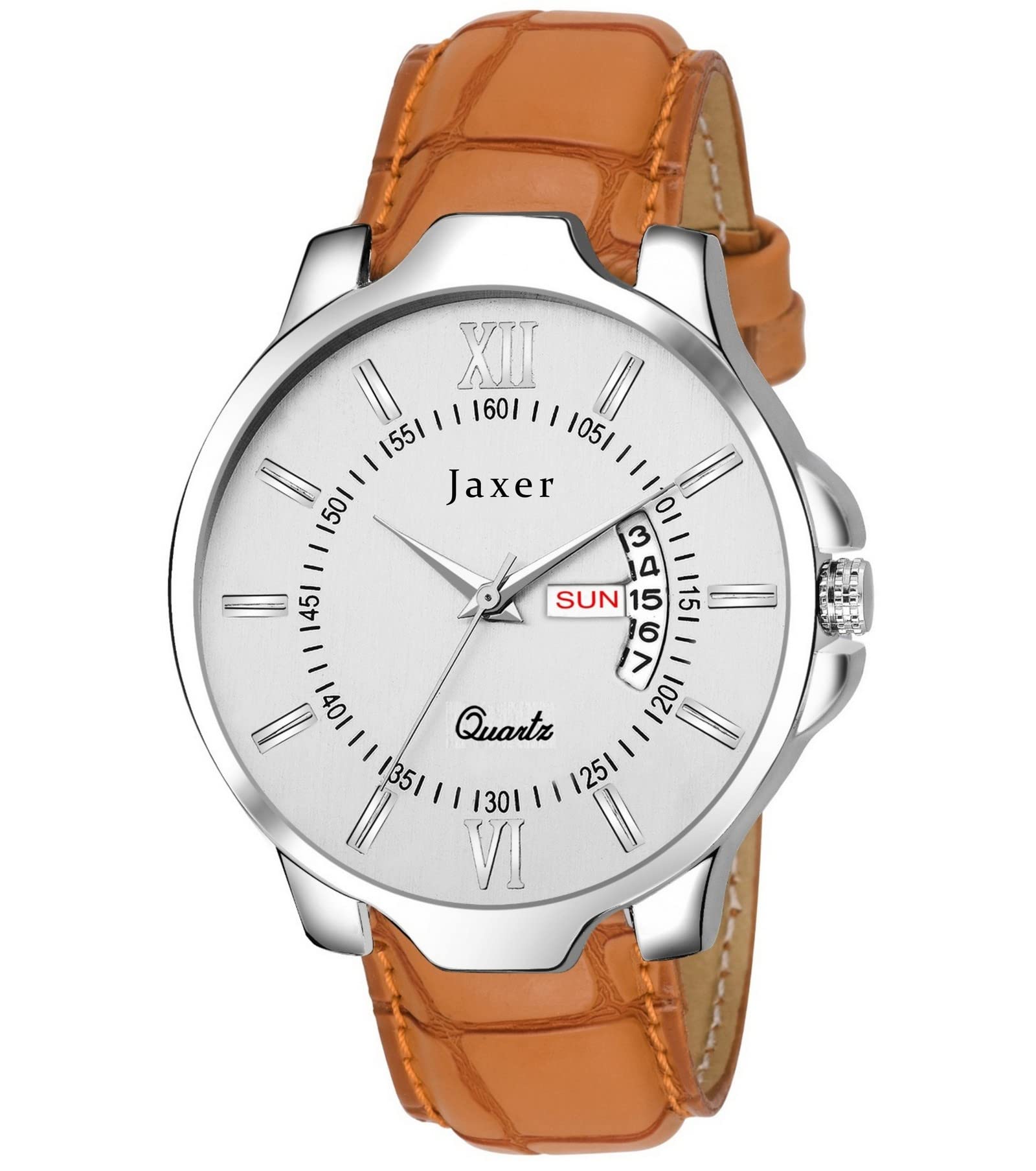 Jaxer Tan Leather Strap Analog Wrist Watch for Men - JXRM2120 (B07DHRD33T) Amazon Price History, Amazon Price Tracker