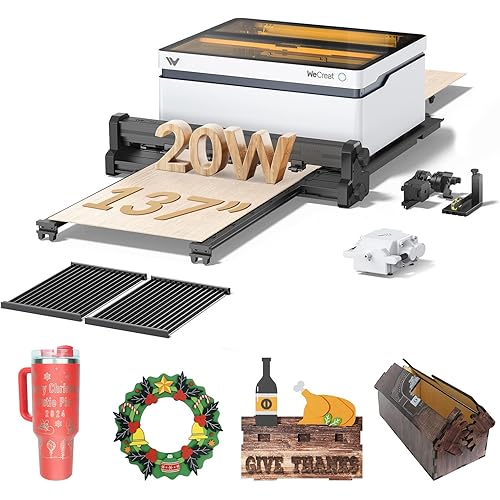 WECREAT Vision 20W Laser Engraver with 137" Auto Conveyor Feeder, Smart HD Camera & Auto-Lifting, 600mm/s Speed, Laser Engraving Machine for Tumblers Wood Leather Acrylic etc.