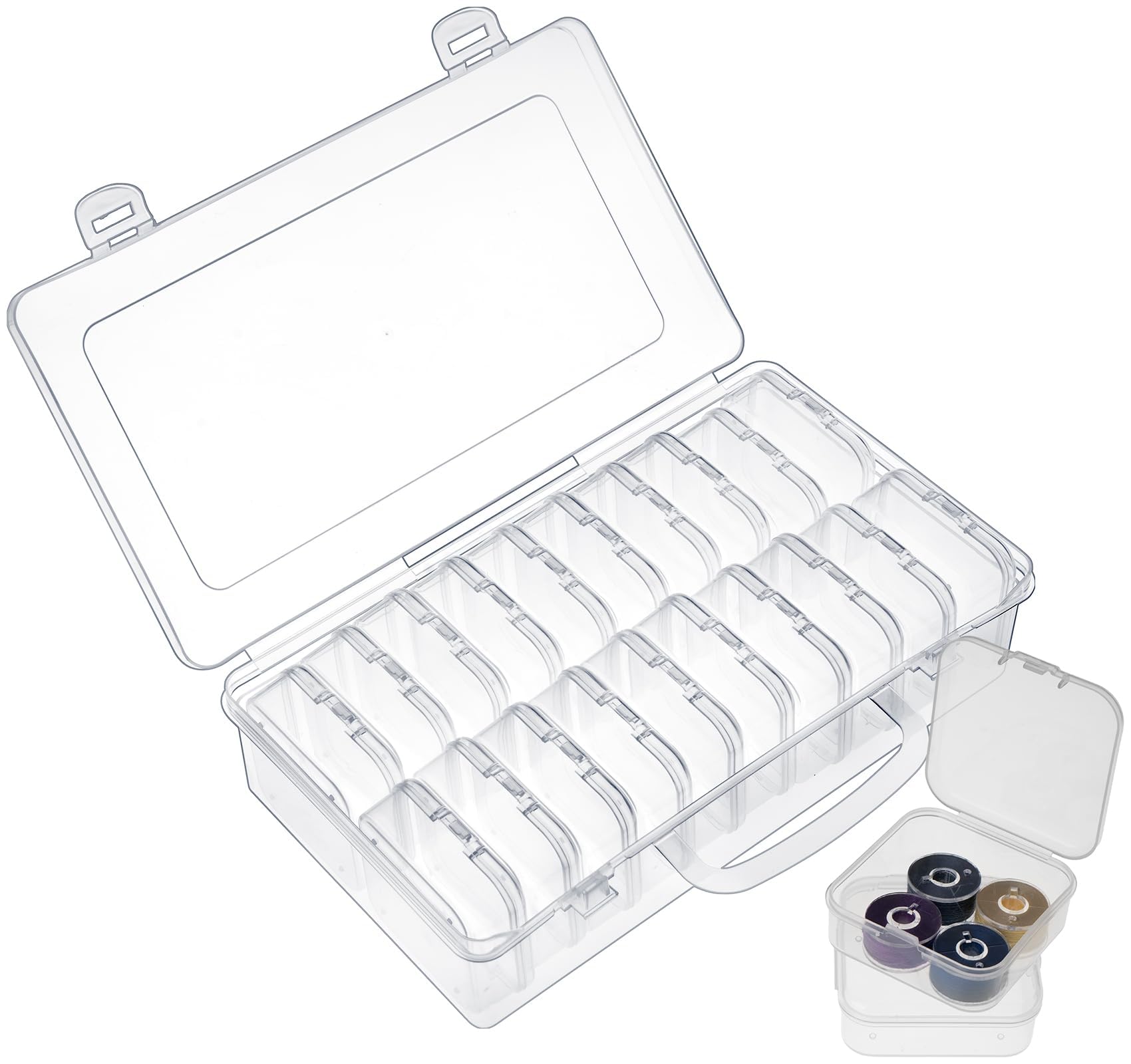 ilauke 21 Cajas de Almacenamiento de Plástico,20 Caja Pequeña con Tapa Abatibleunidades y 1 Caja de Almacenamiento Grande para Guardar Manualidades,Herramientas de Costura,Joyas,5.5 * 5.5 * 2CM