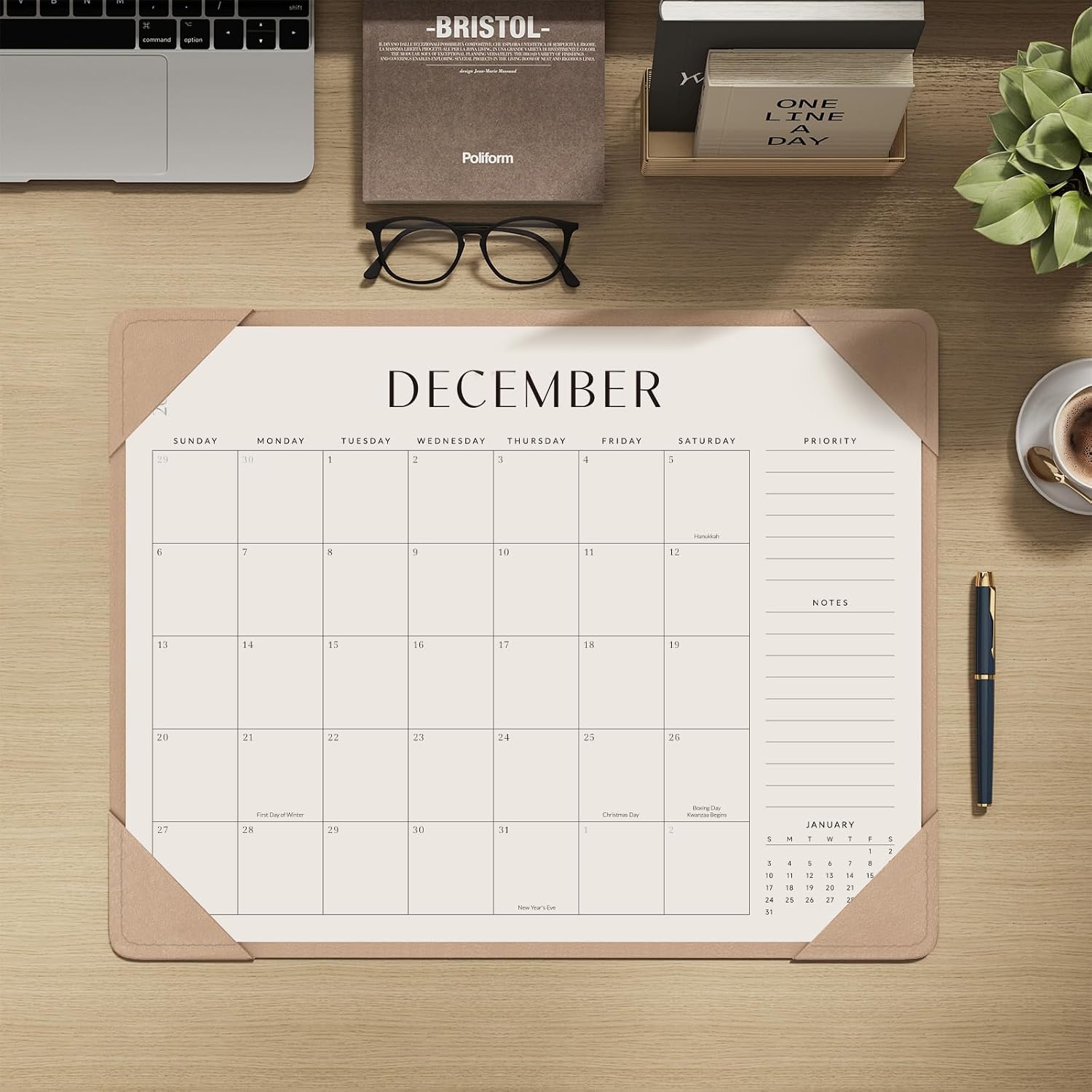 Jotsome Desk Calendar 2026-2027 with Protective Mat, Academic Desk Calendar image 5