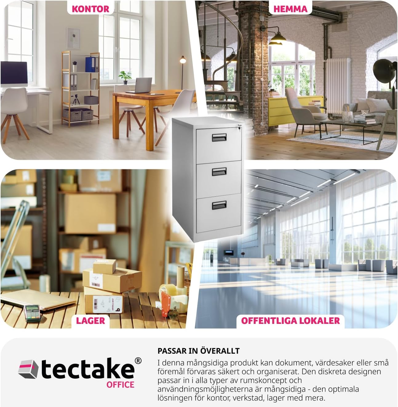 tectake 402487 filing cabinet in various office and home settings