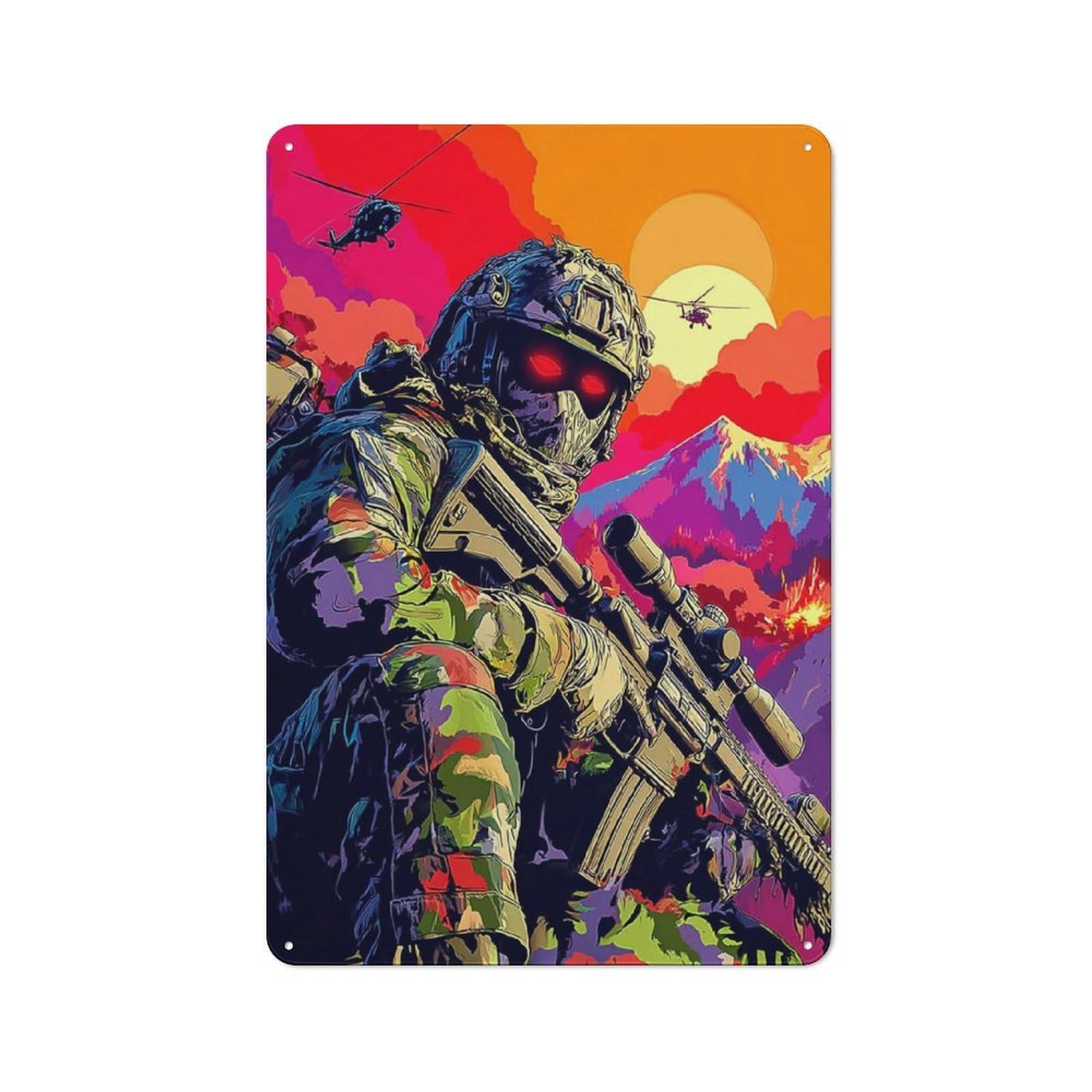 Junmoney Warriors At Sunset A Tactical Epic Shop Front Style Metal Wall Decor 30X20cm, Vintage Metal Sign For Tea Room, Shop Wall Or Breakfast Area