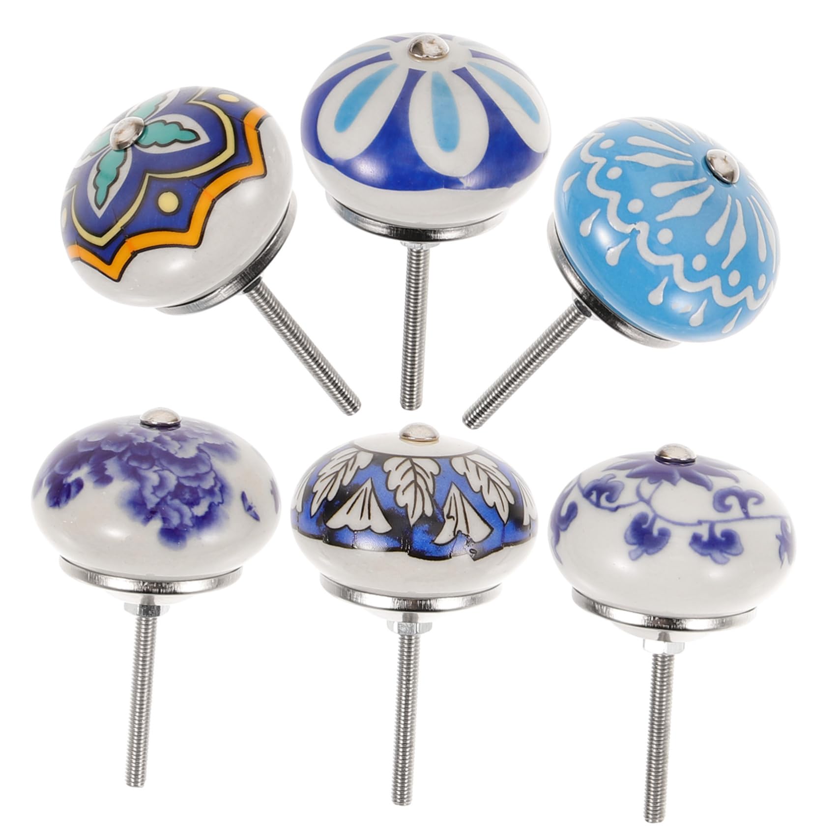 Lurrose 4 Set Manico in Ceramica Pomello Da Comò in Porcellana Maniglia Cassetto Chiave Cucina Pomello Per Armadio Monoforo Decorativo Per Comò 6 Pezzi*4