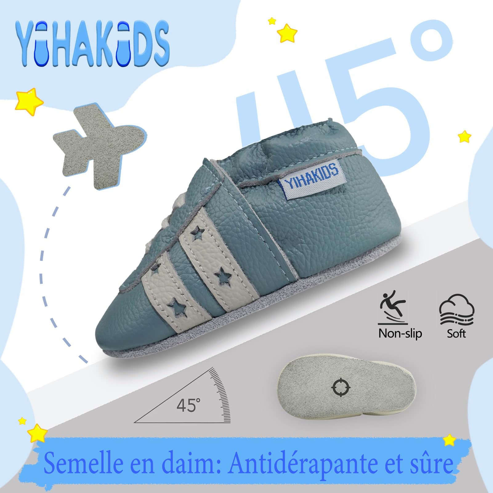 Visiter la boutique YIHAKIDS YIHAKIDS Chaussures Bébé Filles Garçons Cuir Souple Bébé Enfant Chaussons Cuir Doux Chaussures Fille Garçon Premiers Pas 0-6 Mois - 2Ans in use
