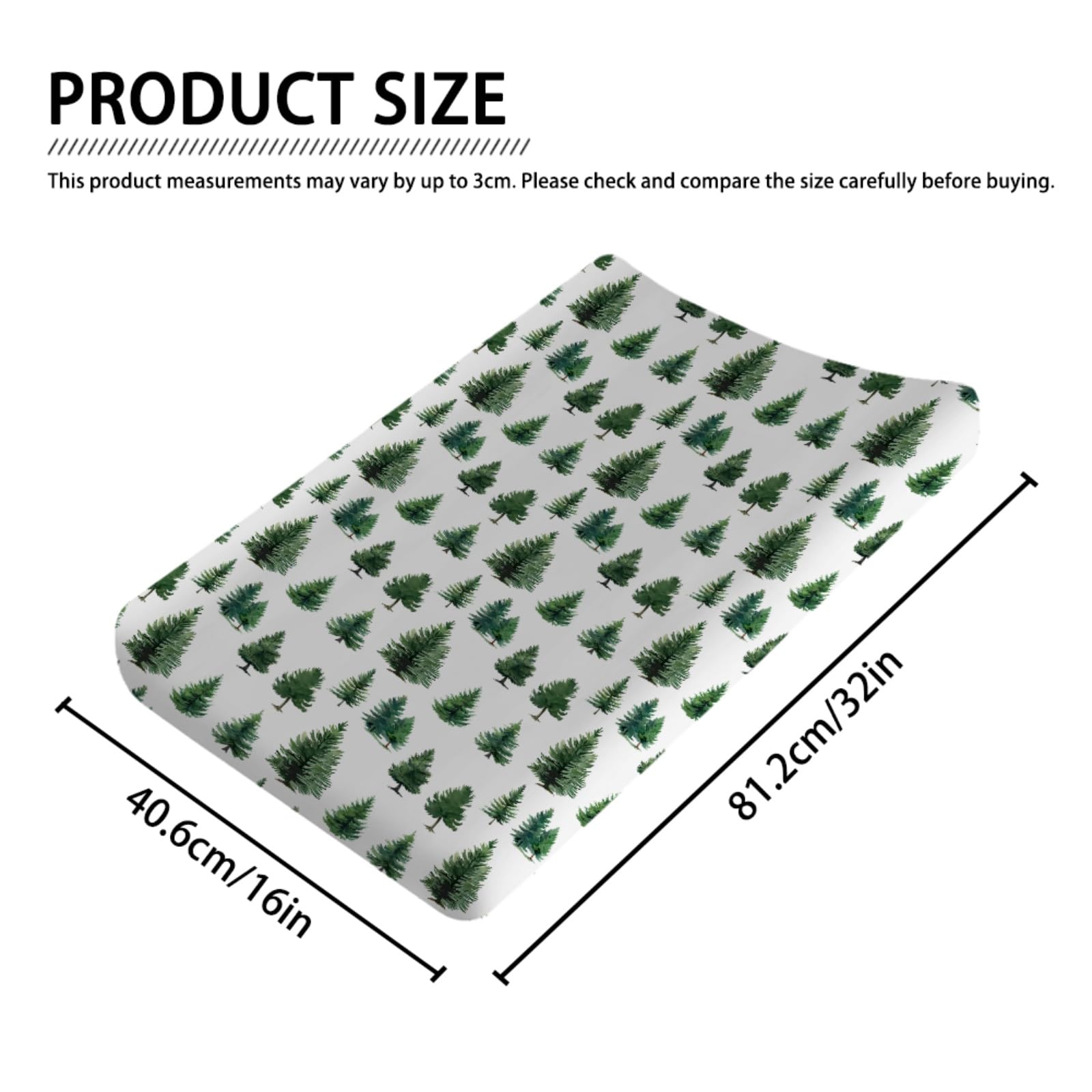 Watercolor Green Pine Trees Painting Baby Changing Pad Covers for Boy Girl 32''x16'' Woodland Fitted Diaper Changing Table Sheets Winter Forest Soft Breathable Nursery Baby Change Table Mats