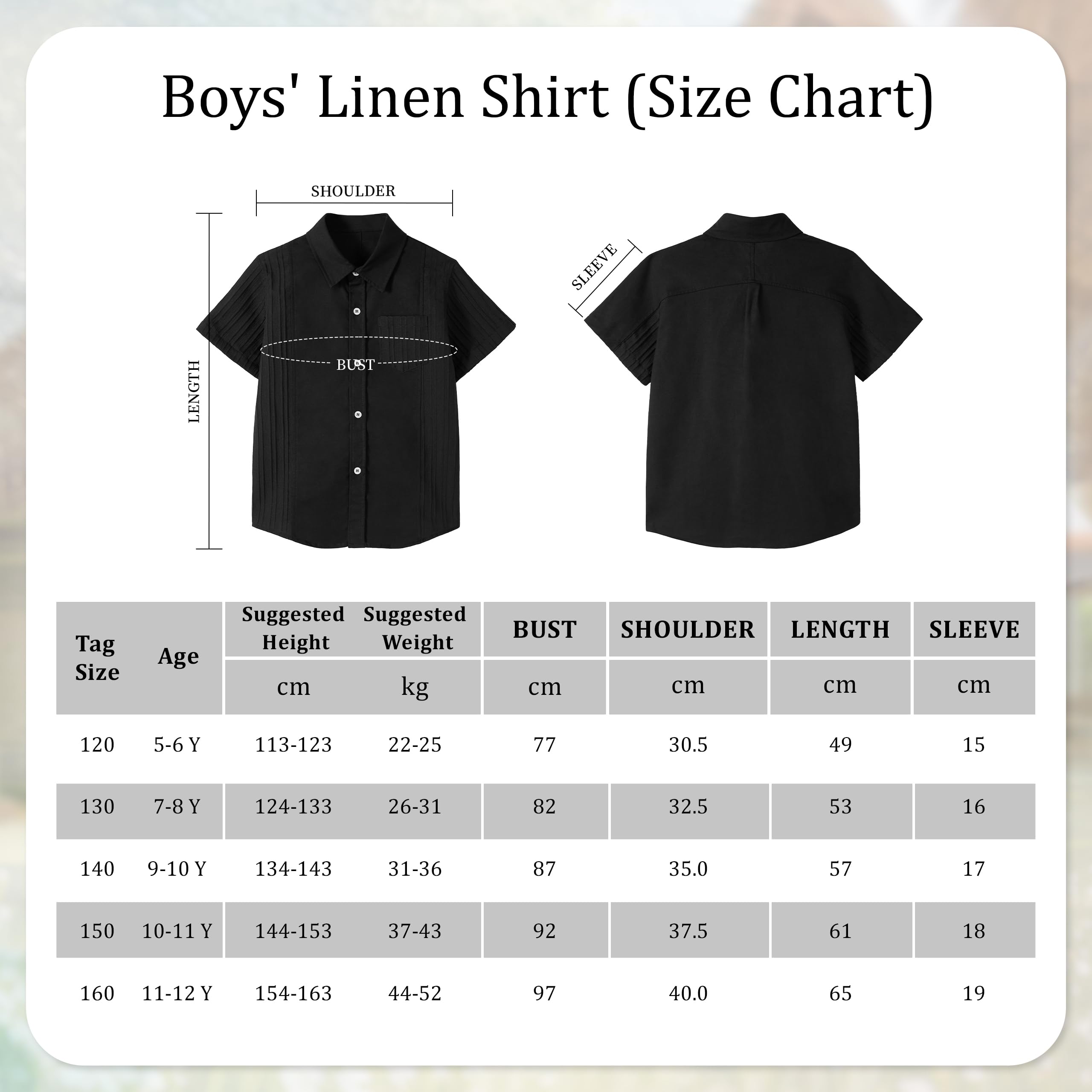 LOLANTA Camicia a Maniche Corte per Ragazzi in Cotone e Lino, Bambino Camicia Cubana Casual con Bottoni per Estate, 5-12 Anni