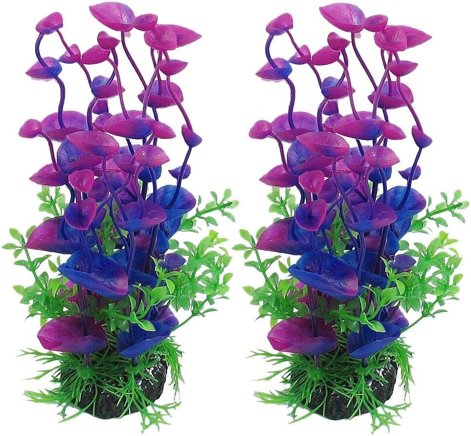 2 Stück Künstliche Aquarium Pflanzen - Grünes Gras 38cm Wasserpflanzen