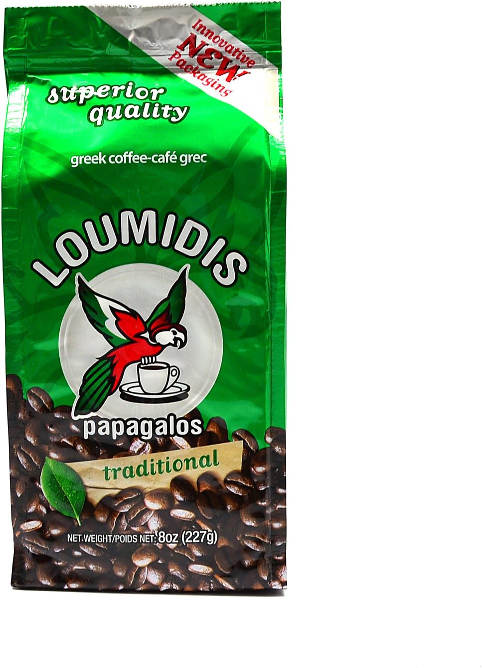 NEW Papagalos Loumidis Traditional Superior Quality Ground Greek Coffee (8 Oz) by Loumidis
