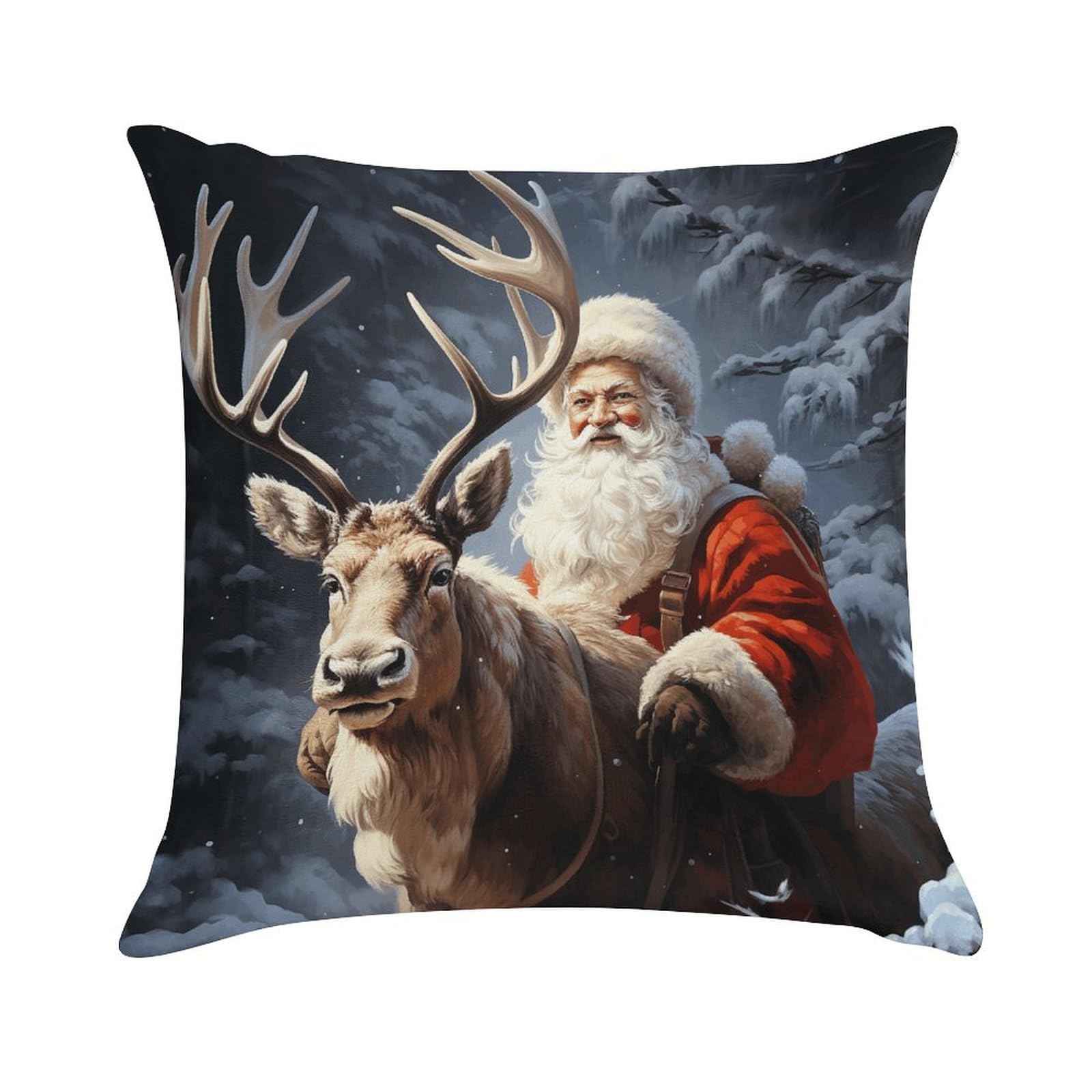 VstaDank Santa Claus and Deer Elk Throw Pillow Cover Square Lumbar Throw Pillow Case Soft Decorative Cushion Cases Short Plush Pillowcase with Zipper Luxury Cozy Pillows Shams for All Seasons