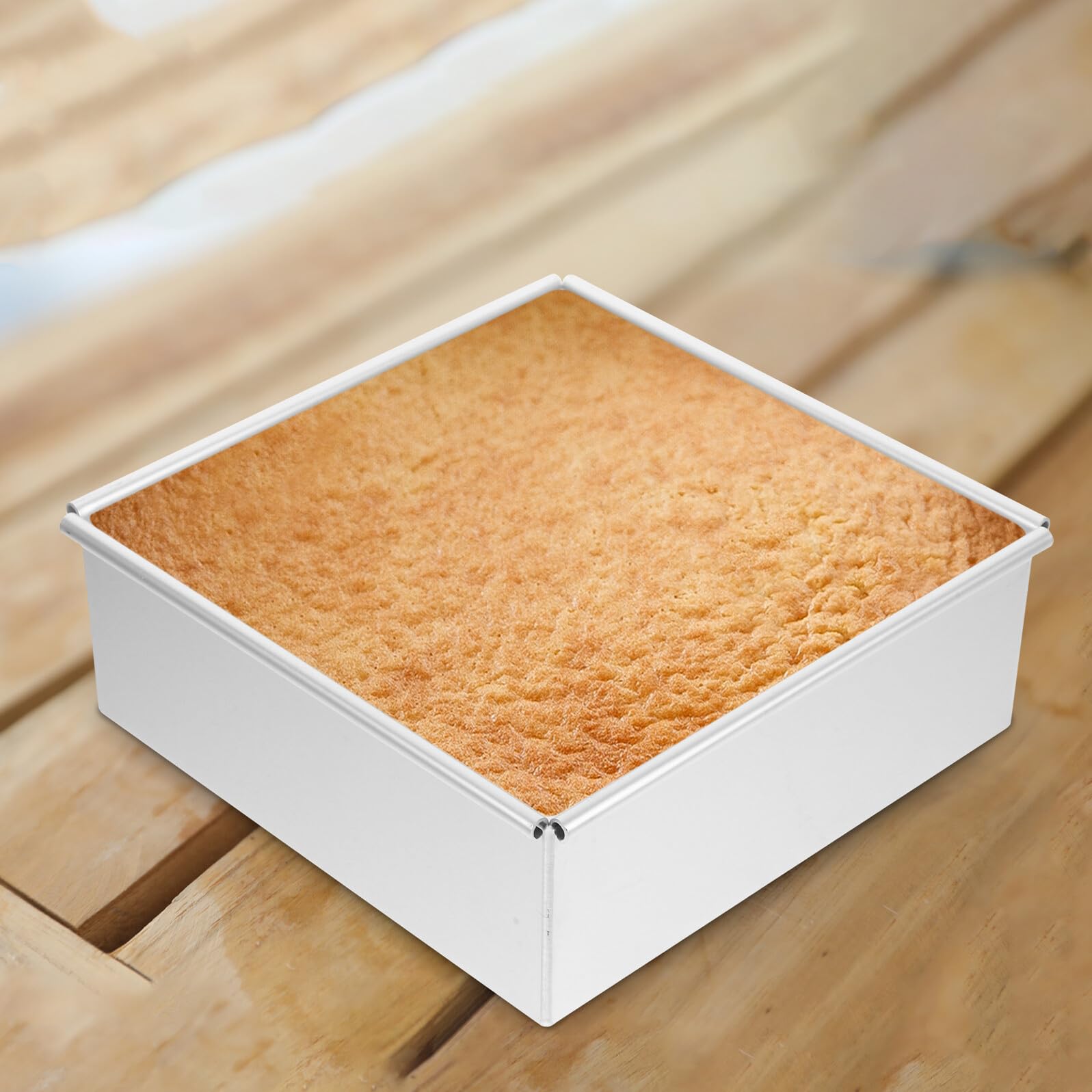 2 piezas Molde para Pasteles Cuadrado de Aleación de Aluminio con Fondo Desmontable Antiadherente para Queso Mousse y Bizcocho de Moldes para Repostería Casa y Celebraciones
