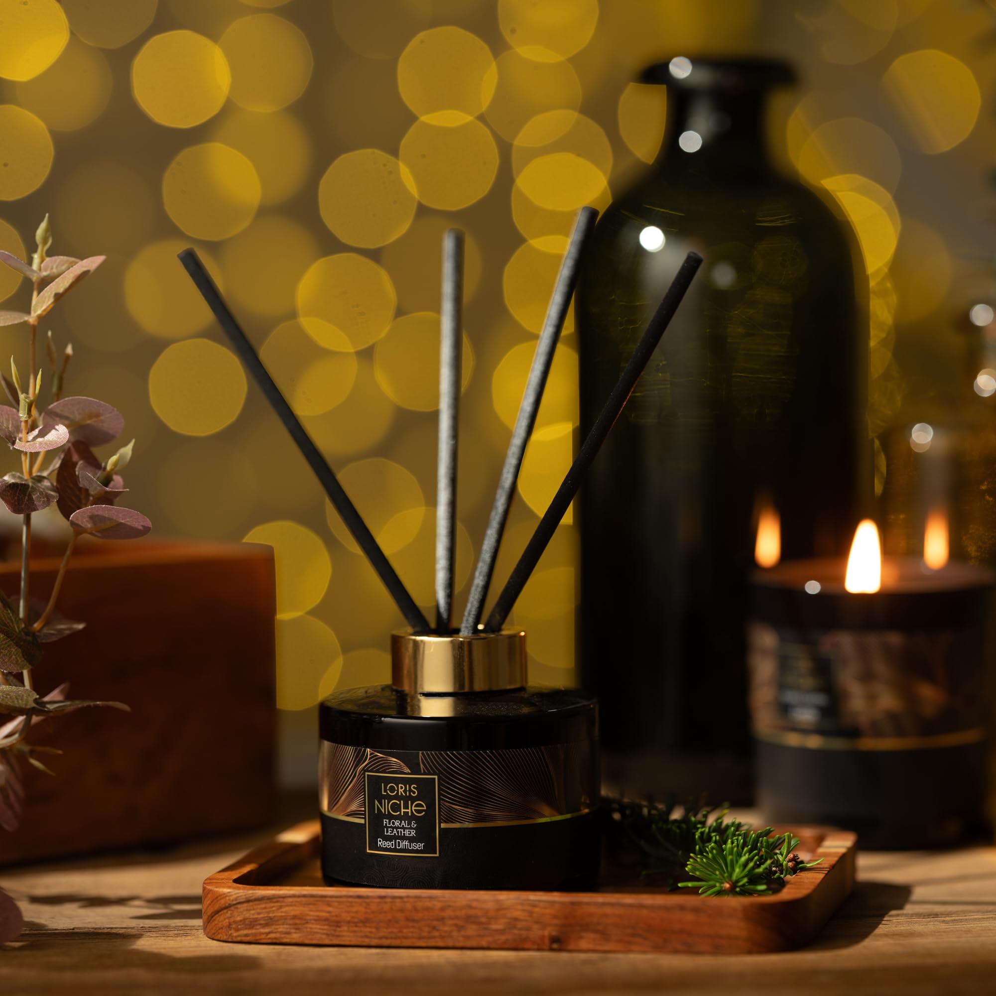 Loris Niche Reed Diffuser, Home Fragrance, Odor Eliminator, 150ml/4.08fl oz (Floral Leather)
