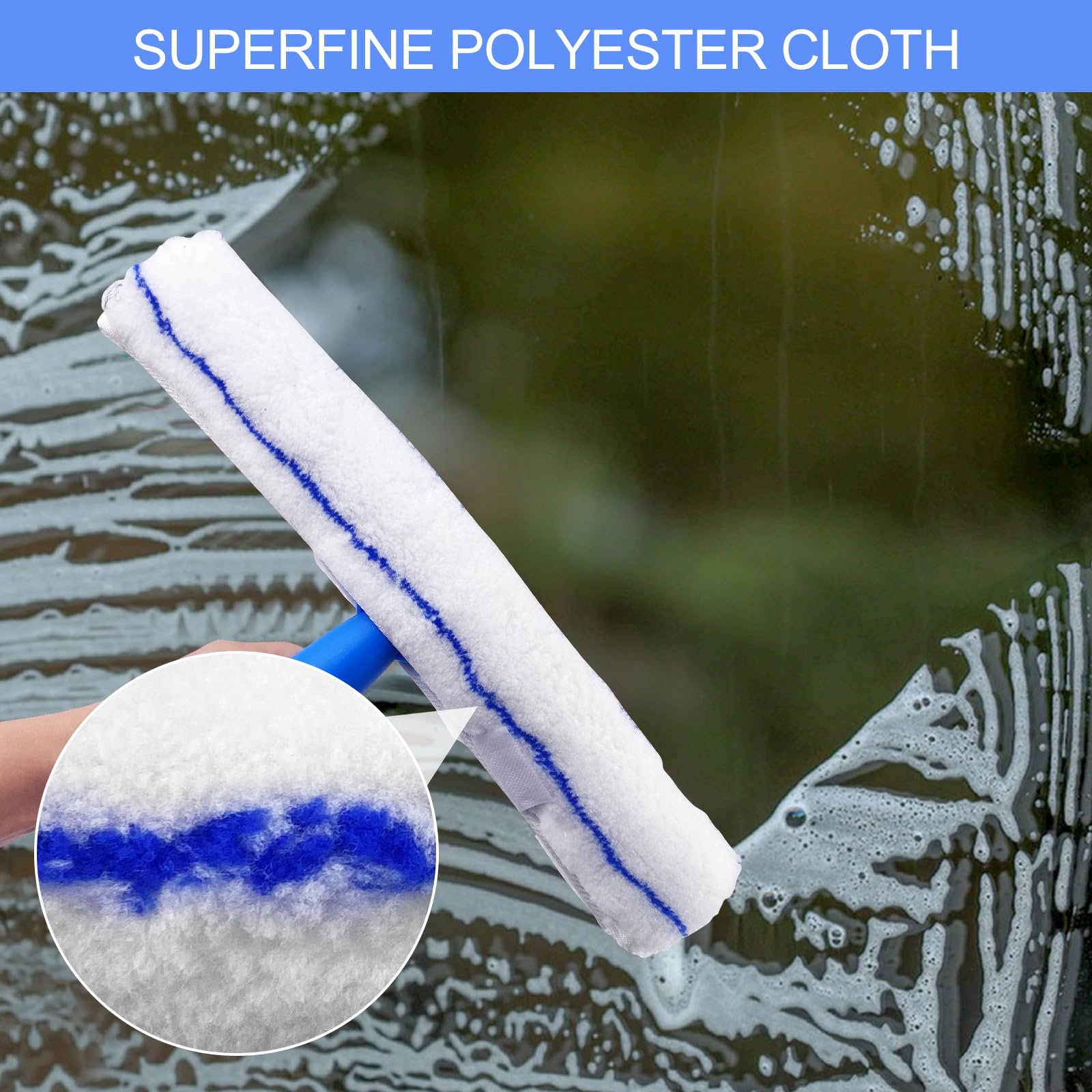 Newpop 2 En 1 Rasqueta Limpiacristales Telescopico Kit, Escobilla de Goma para Suelo, Escoba de Agua,120cm Palo Limpiacristales Extensible, Limpiador de Ventanas, Silicona Limpieza Cristales