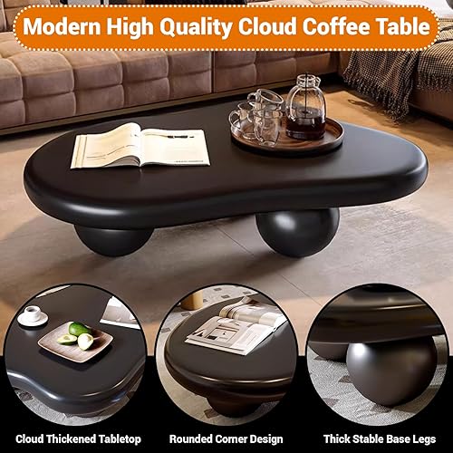 Miniatura 4 de Moderna mesa de centro Cloud con 3 patas redondas, mesas de centro de forma irregular, color crema, bonita forma libre, mesa central para sala de