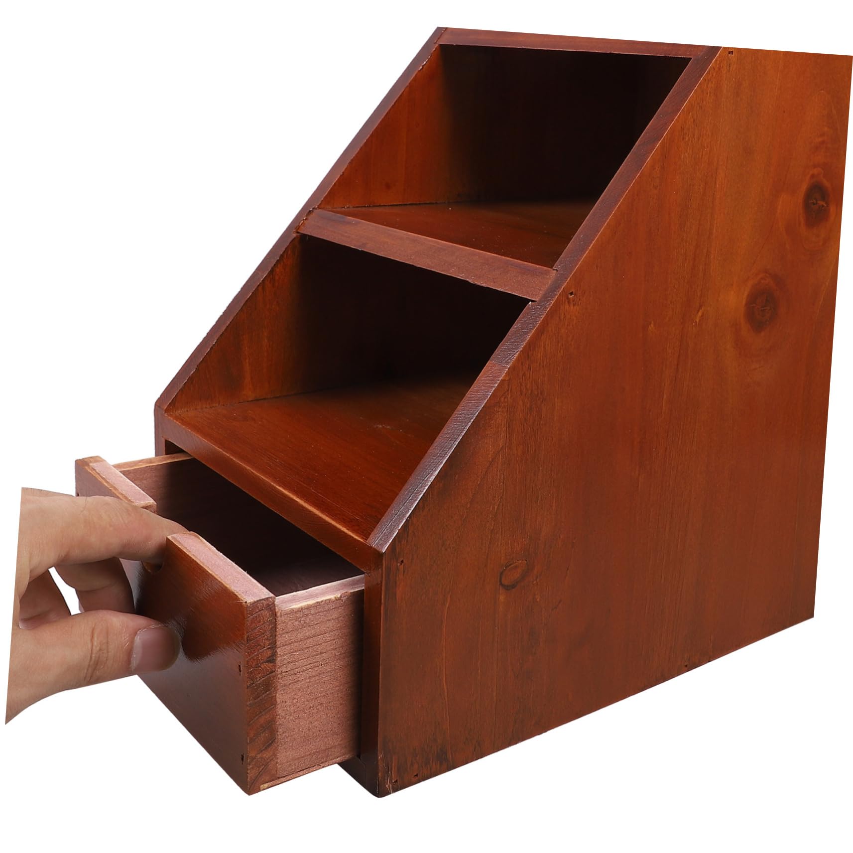 Organizer da Scrivania Multilivello in Legno Cassetto Coffee | Scomparti Separati e Capienza Ampia, per Workplace e Nightstand, Finitura Elegante e Pratica