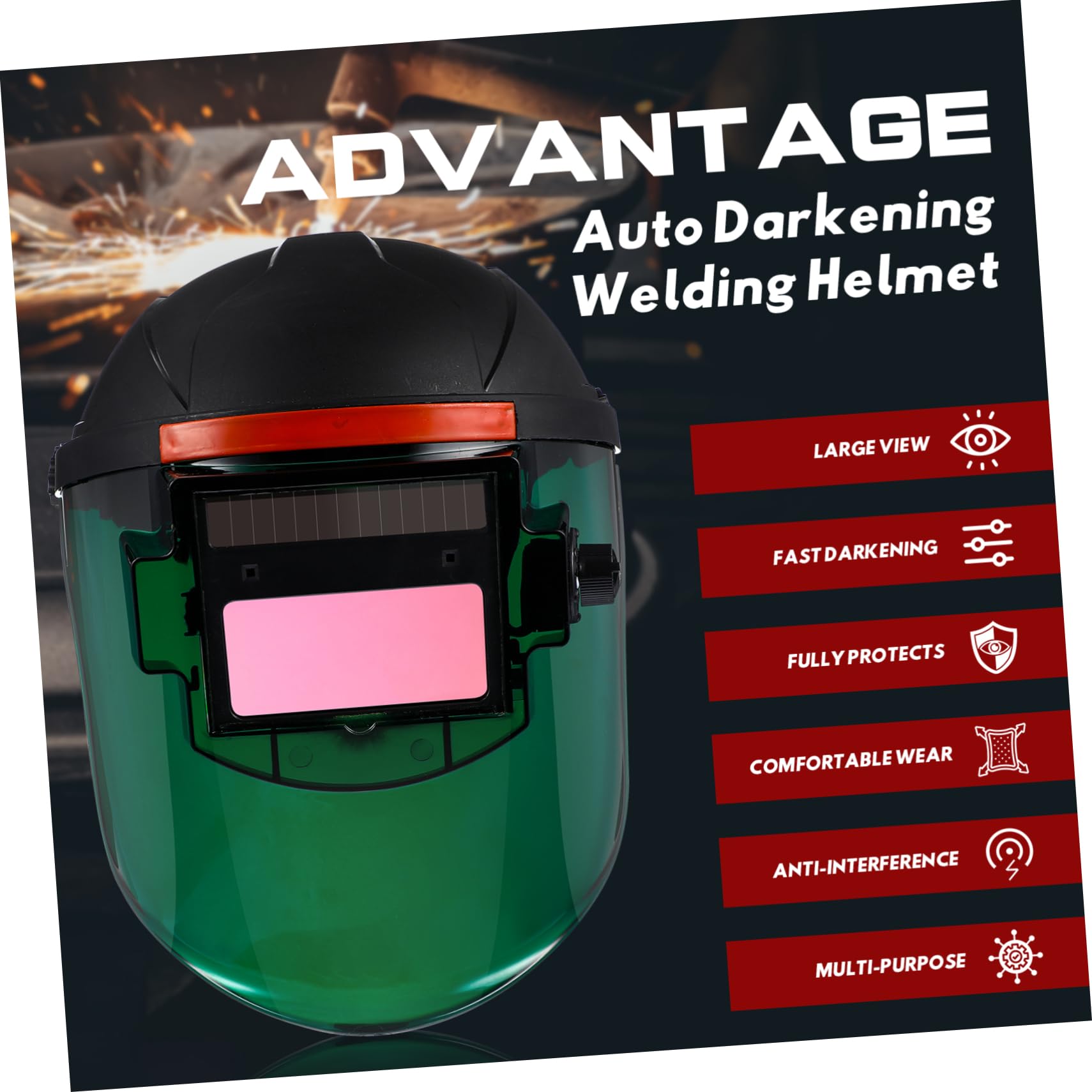 UKCOCO Masque De Soudure à Assombrissement Automatique Rechargeable Solaire Casque De Soudage Pc Transparent avec Large Champ pour Soudage à Argon Et Tig
