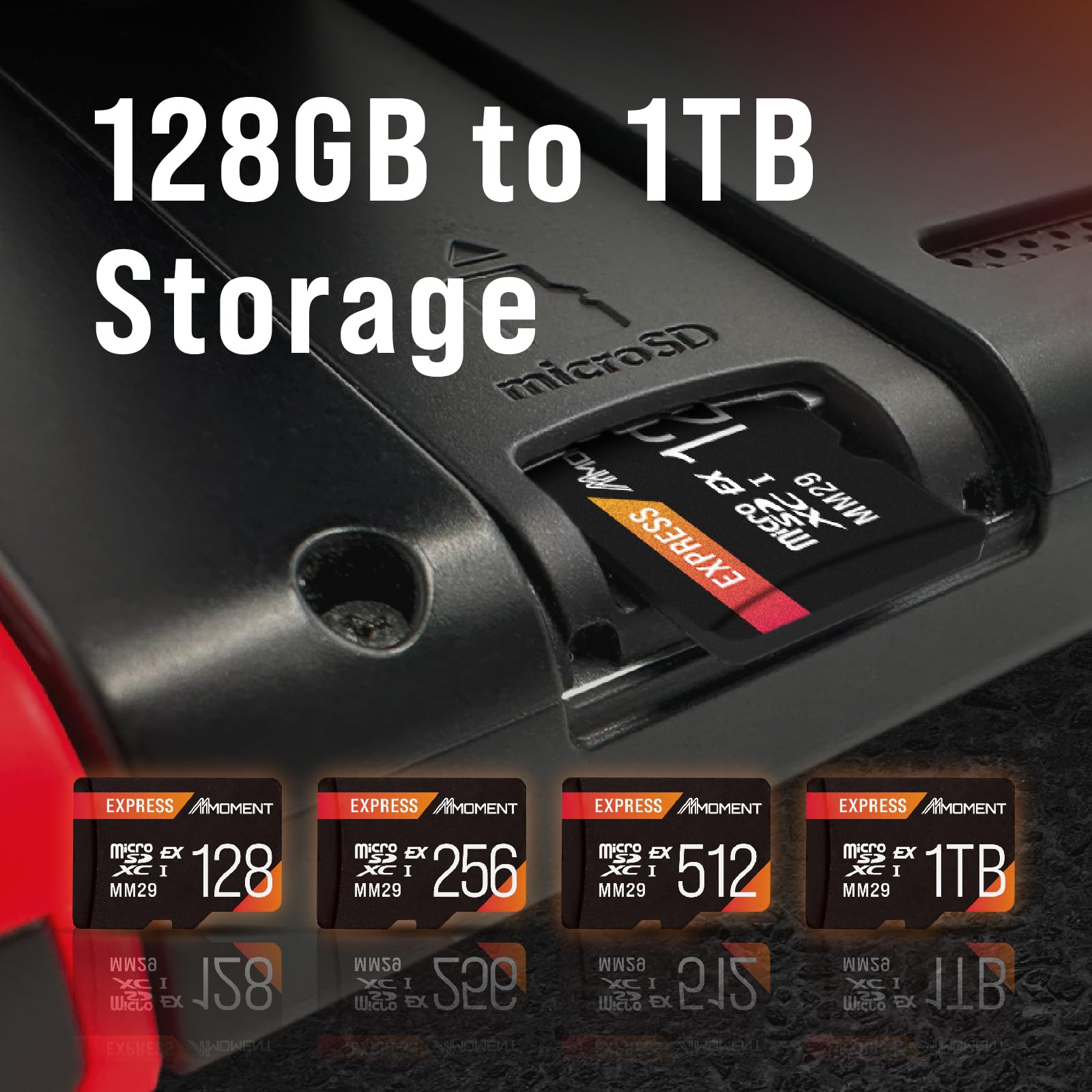 MMOMENT Scheda di memoria micro SD Express da 256 GB per Nintendo Switch 2, scheda micro SD, EX450, PCIe gen3x1, fino a 880 MB/s in lettura e 650 MB/s in scrittura, scheda di memoria da gioco (MM29)
