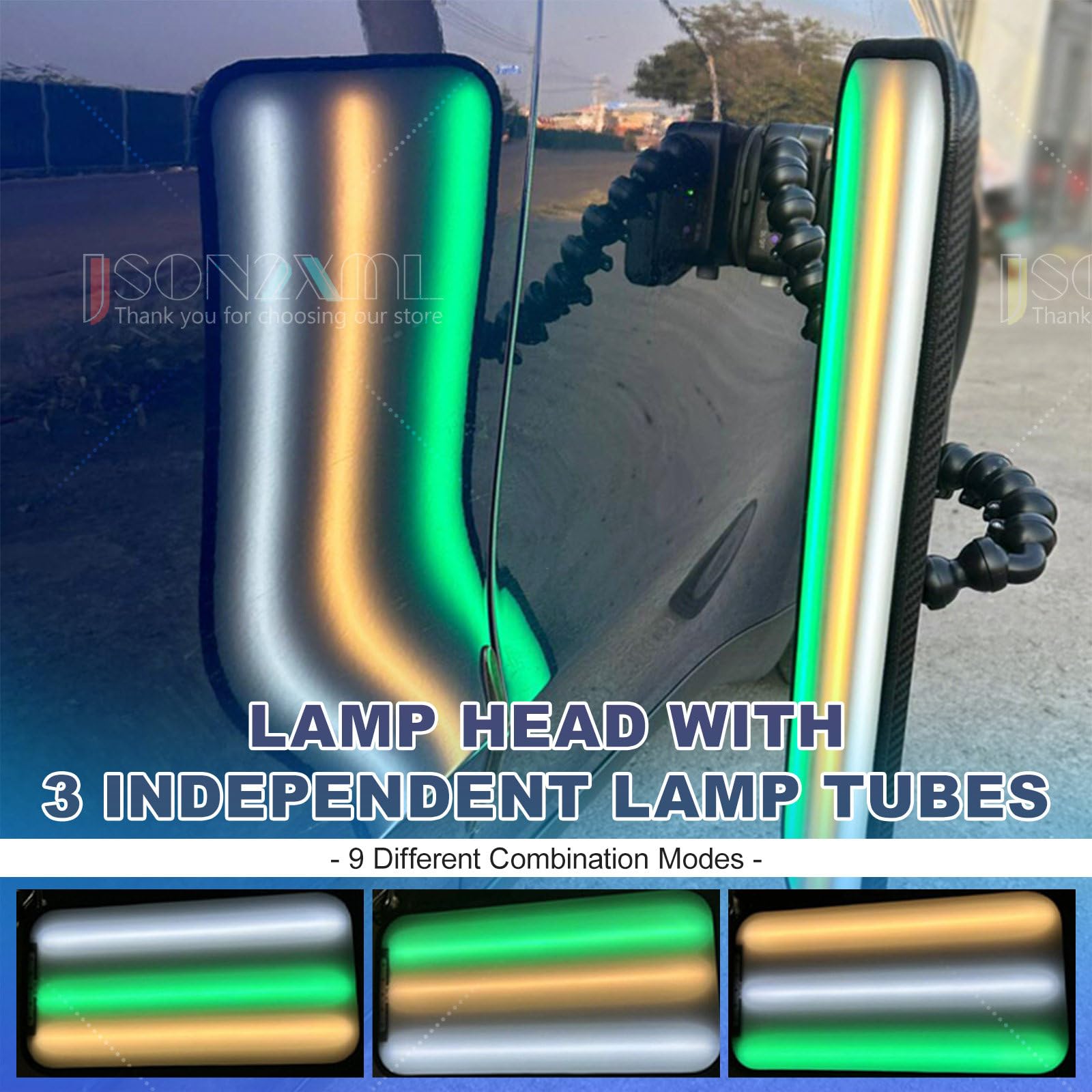 Lampe de débosselage sans peinture (DSP), lampe de réparation de bosses pour carrosserie, panneau lumineux 2 en 1 (ligne et couleur), réflecteur pour outils DSP avec support 50/46 cm, outils de répa