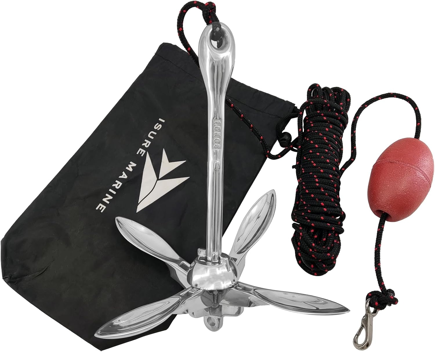 ISURE MARINE Kayak Anchor Kits,3.5 lbs 316 Stainless Steel Folding Grapnel Anchor Buoy Kit with 29.5ft Rope PVC Buoy and Storage Bag for Canoe Kayak Raft Boat Sailboat Fishing Small Boats Jet Ski ISURE MARINE Kayak Anchor Kits,3.5 lbs 316 Stainless Steel Folding Grapnel Anchor Buoy Kit with 29.5ft Rope PVC Buoy and Storage Bag for Canoe Kayak Raft Boat Sailboat Fishing Small Boats Jet Ski