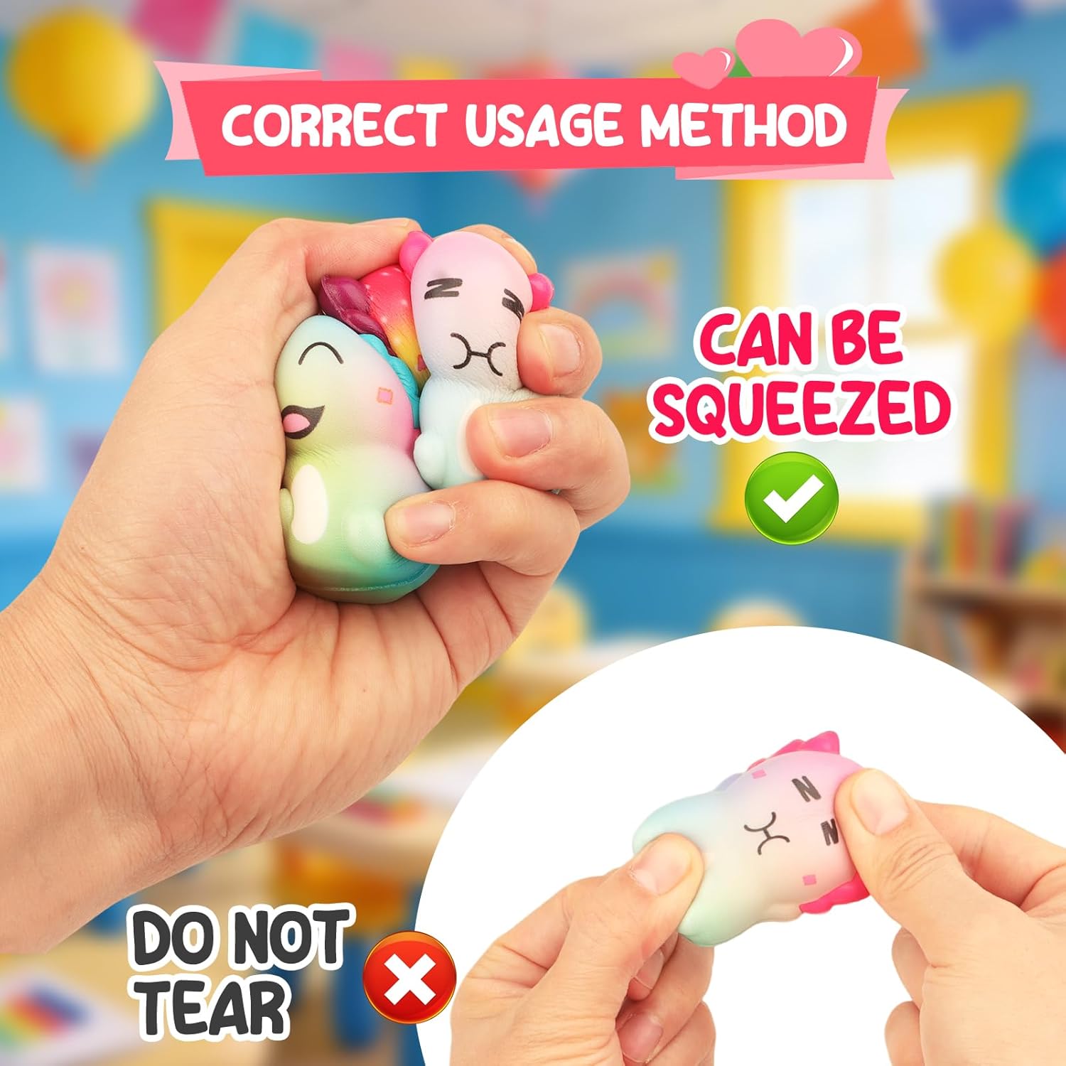 24PCS Axolotl Mochi Squishy Toys for Classroom, Gifts for Kids with Exchange Cards, Classroom Party Favors for Boys and Girls, Funny Stress Relief Toys
