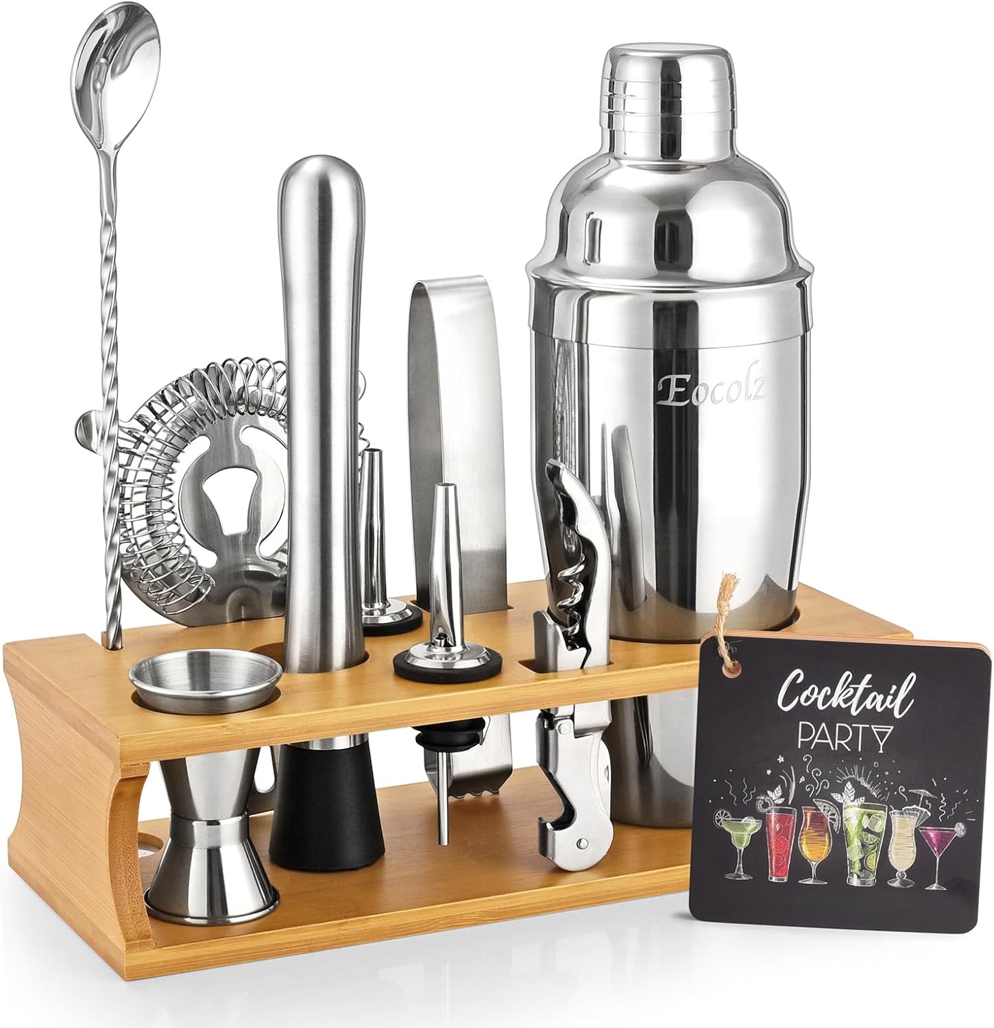 Bartender Kit Cocktail Shaker Set with Stand Bar Tool Bar Set for Drink Mixing Home Bartending Kit 11-Piece Bar Cart Accessories: Martini Shaker, Mixer Spoon, Jigger, Muddler, Strainer & Recipes Gifts Bartender Kit Cocktail Shaker Set with Stand Bar Tool Bar Set for Drink Mixing Home Bartending Kit 11-Piece Bar Cart Accessories: Martini Shaker, Mixer Spoon, Jigger, Muddler, Strainer & Recipes Gifts