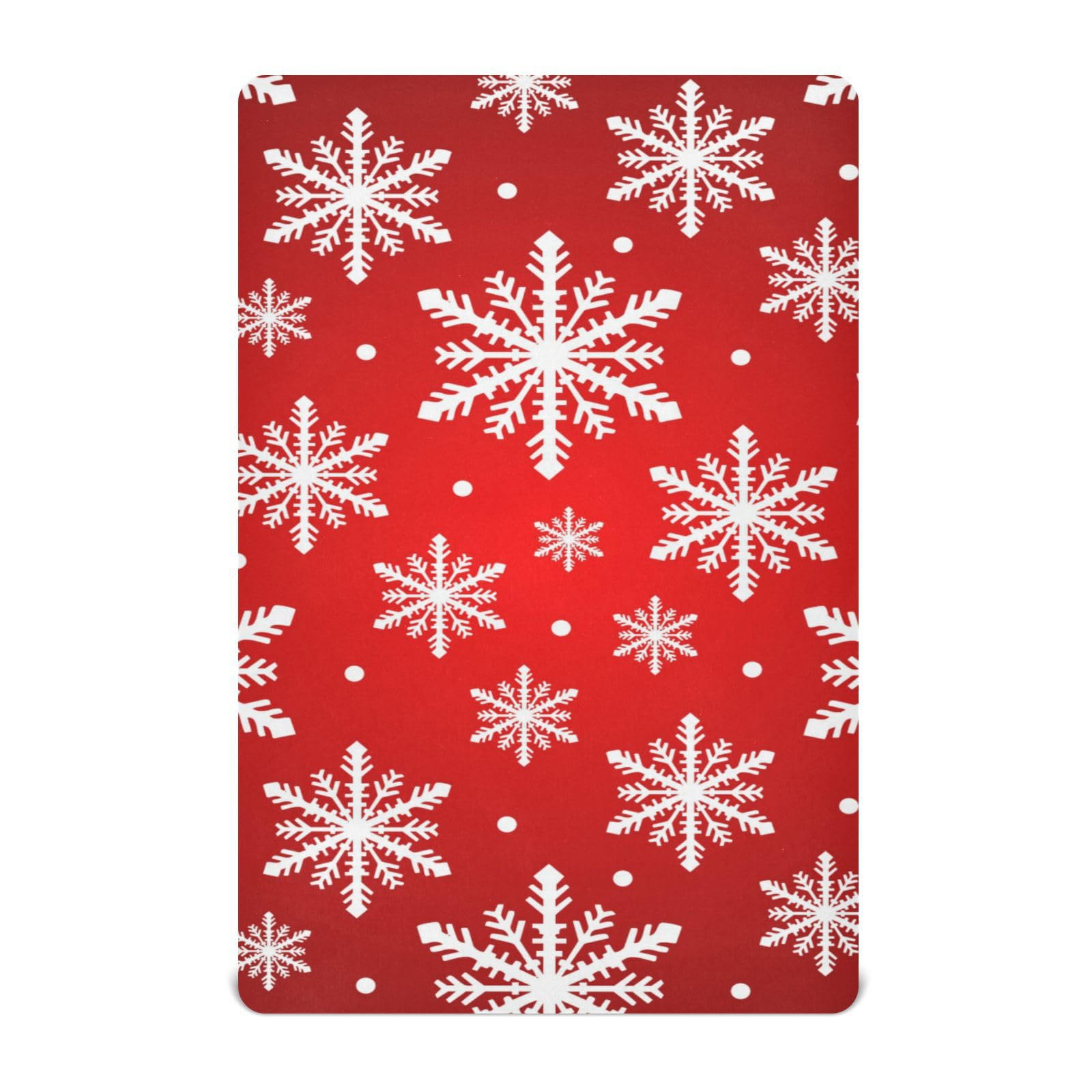 Moudou Christmas Snowflake Playard Sheet for Boy Girls, Soft Breathable Fitted Toddler Sheet for Standard Playard Bed Mattress, 39 x 27 x 5 Inch