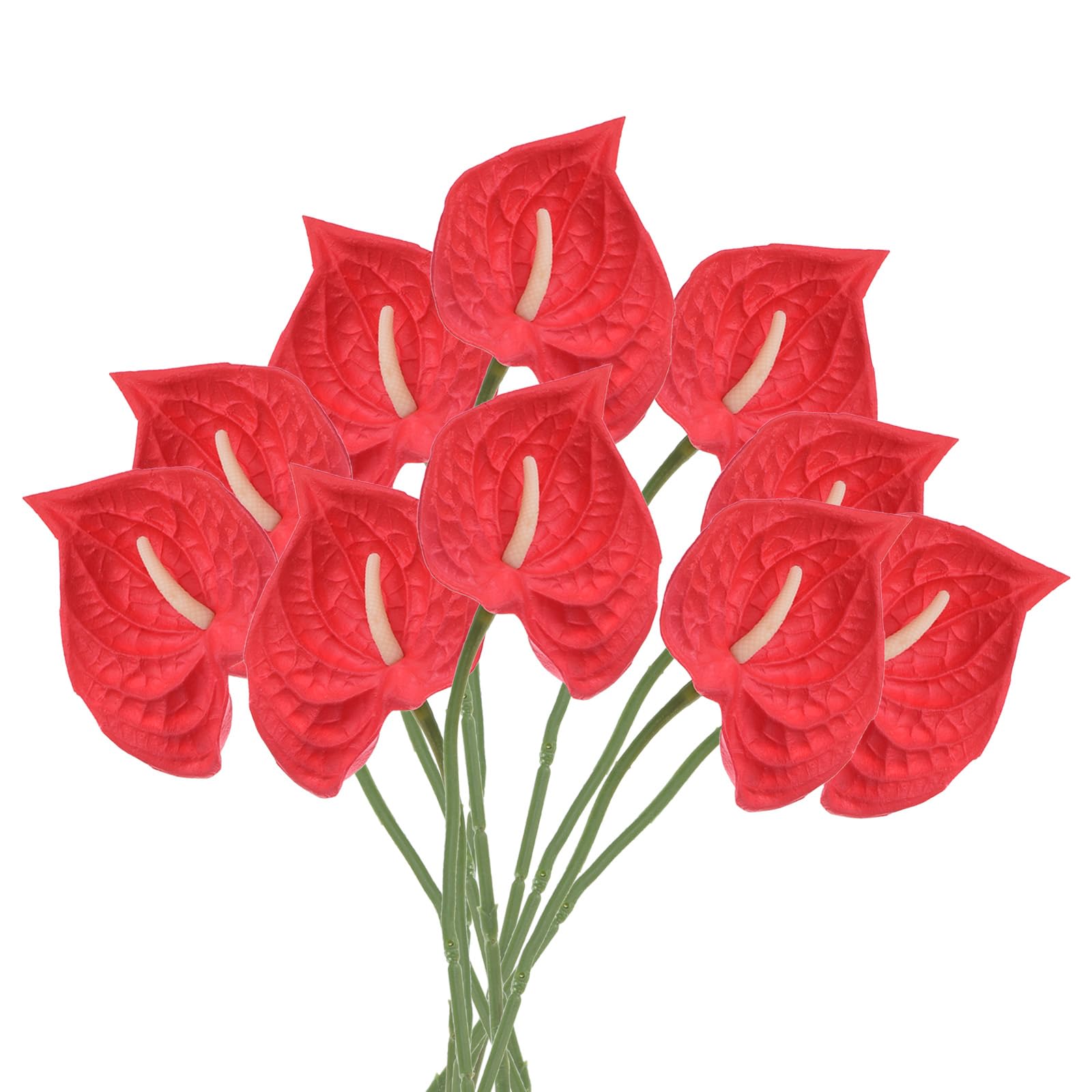 Fleurs de lys anthurium artificielles PATIKIL 33 cm anti-allergie pour bouquet de table rouge
