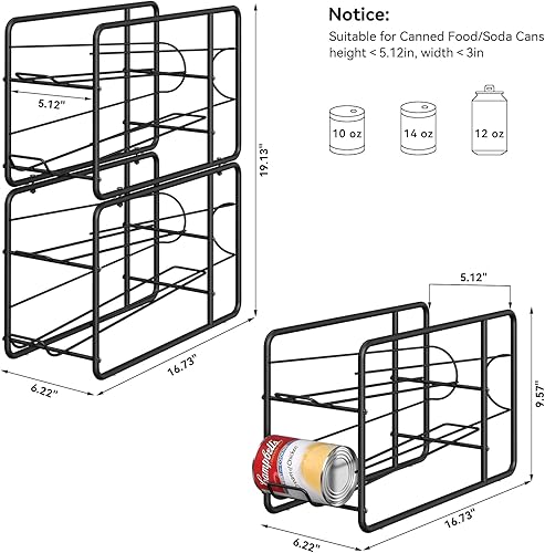 Miniatura 5 de MOOACE Paquete de 4 dispensadores de latas, organizador apilable de almacenamiento de latas para alimentos enlatados, gabinete de cocina, despensa,
