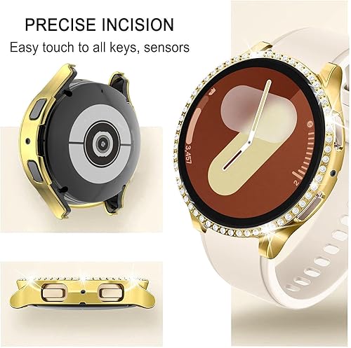 Vista 167 de Correas compatibles con Samsung Galaxy Watch FE / 5/4 de 1.575 pulgadas, correa de metal con diamantes de imitación brillantes de 0.787 pulgadas