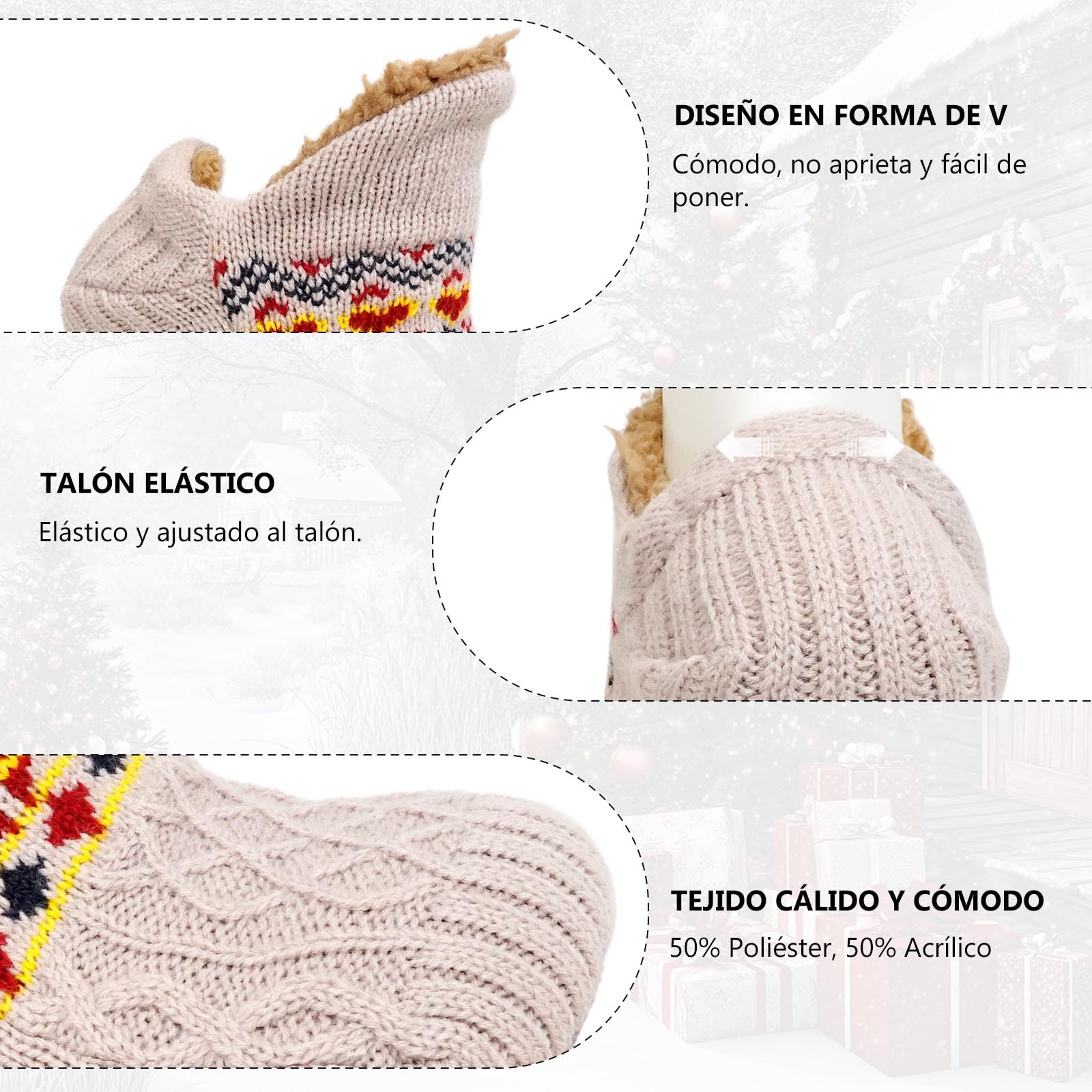 Calcetines Antideslizantes Invierno para Hombre: Calcetín Andar por Casa Zapatillas con Forro Polar Térmicos Suave Mullidos Cálidos Gruesos Cómodos Regalo Navidad 1 Pares EU 39-42 43-46