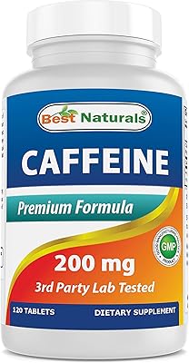 Best Naturals Caffeine Pills 200mg, 120 Count