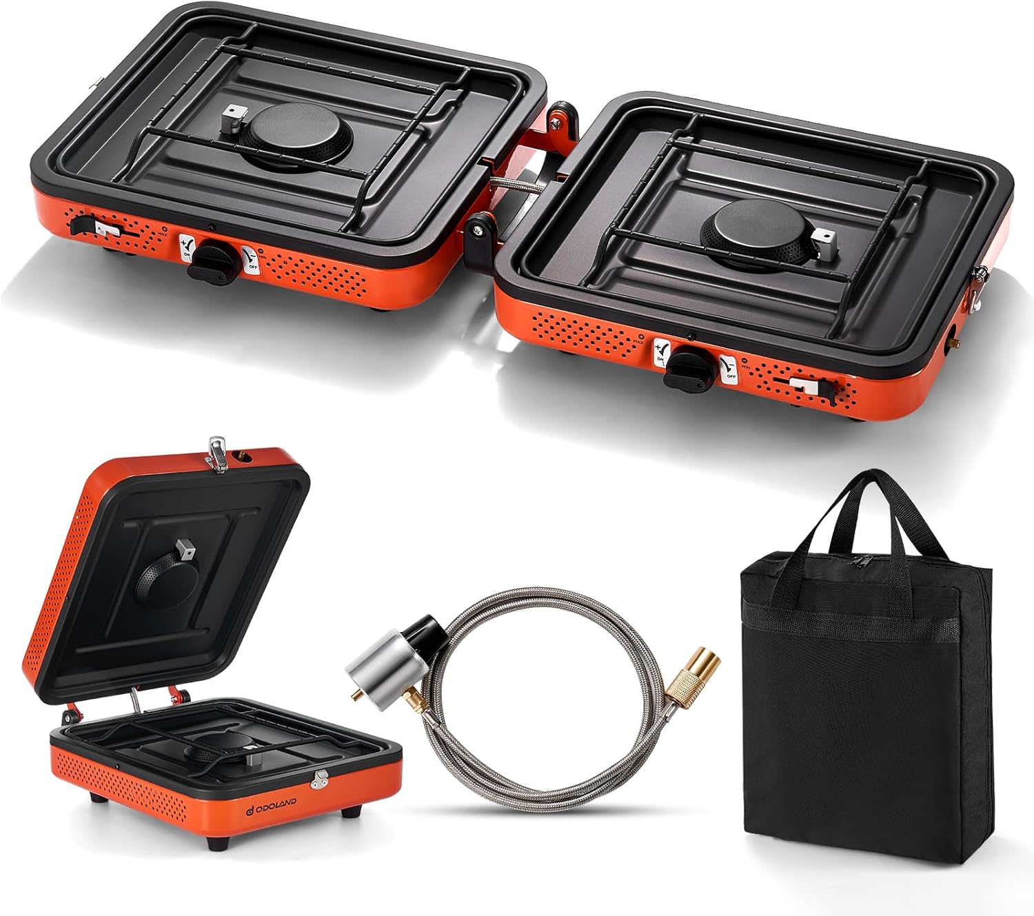 Odoland 2-Burner Propane Camping Stove – 17,000 BTU, Portable & Collapsible Odoland 2-Burner Propane Camping Stove – 17,000 BTU, Portable & Collapsible