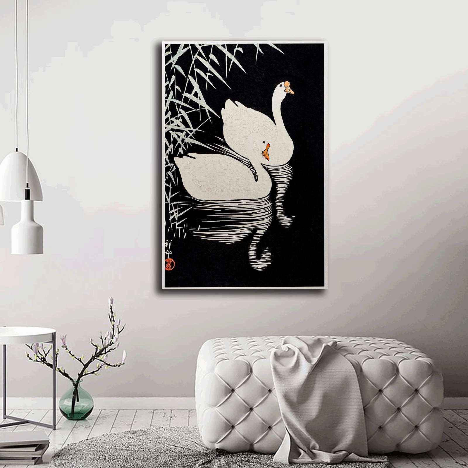 Amazon.com: GHTYER Canvas Art Prints Japanese Swan Art Print Swan