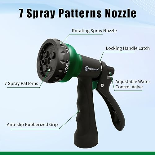 Miniatura 3 de AUTOMAN Manguera de jardín de bobina de 50 pies, manguera de agua rizada de EVA con conectores de latón, manguera de agua de jardín de retroceso,