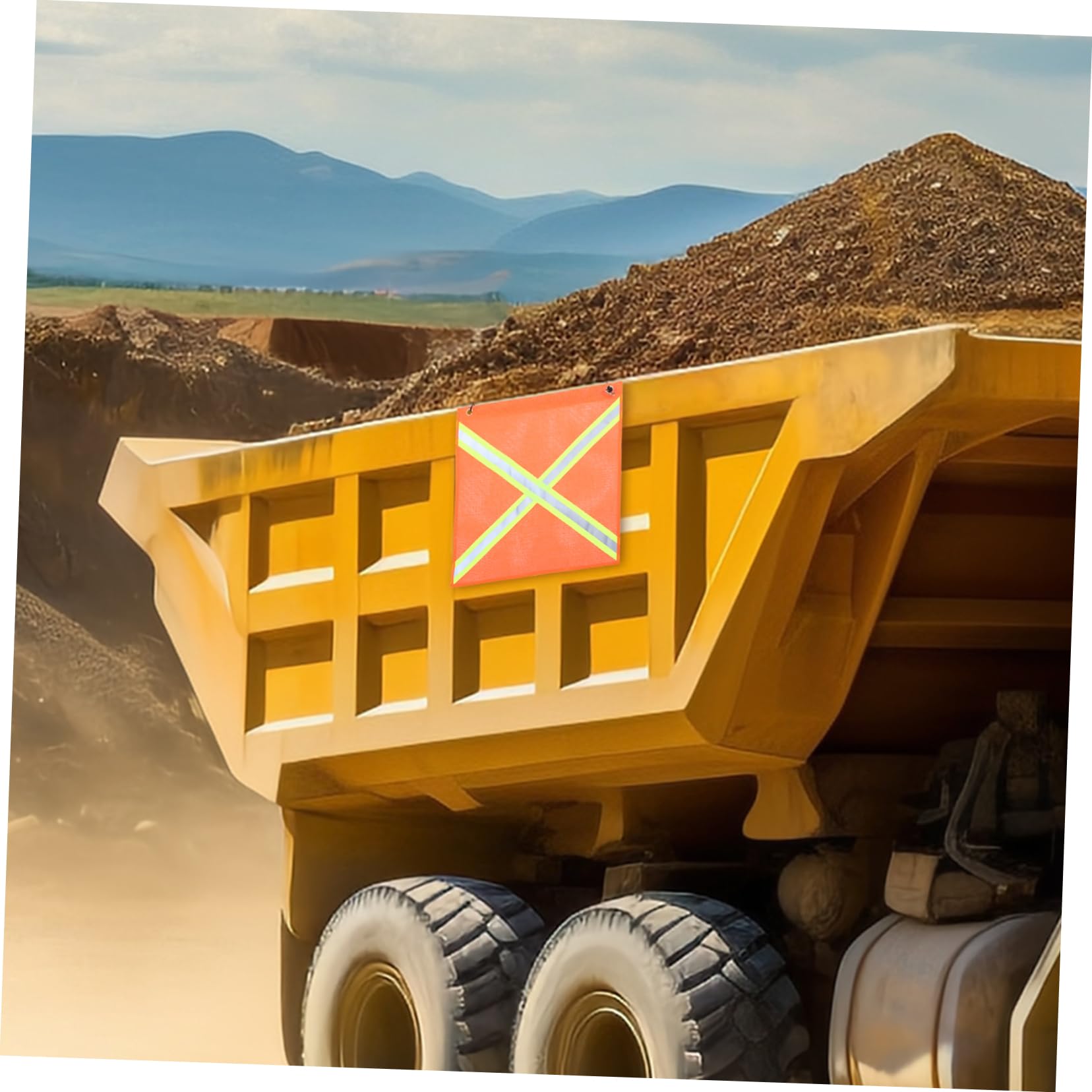 Mikikit 18x18in Reflective Safety Flag Truck Car Signal Flag for Night Visibility PVC Material Fade-Resistant Flag for Emergency