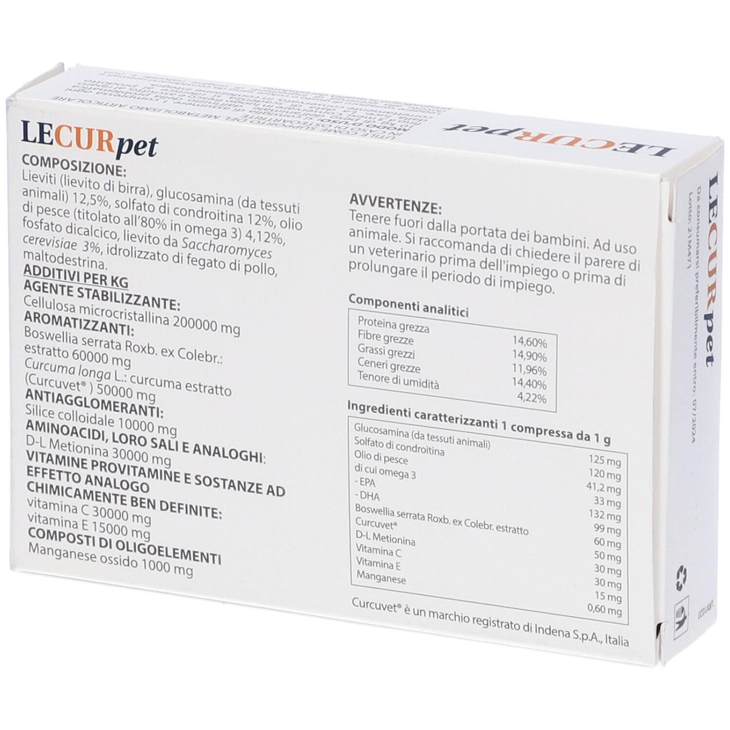 AURORA BIOFARMA INTEGRATORE Supporto METABOLISMO ARTICOLARE Cani E Gatti 30 CPR LECURPET