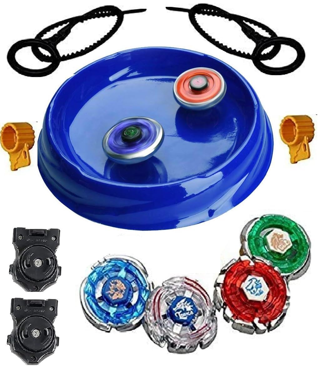 Royaldelas 4D Metal Fusion Clash of Tornado Speed Top Stadium Battle with 4 Beys&2 Launchers(Multicolor Color Stadium As per Stock) (4 Metal TOP and Stadium)-picture-16
