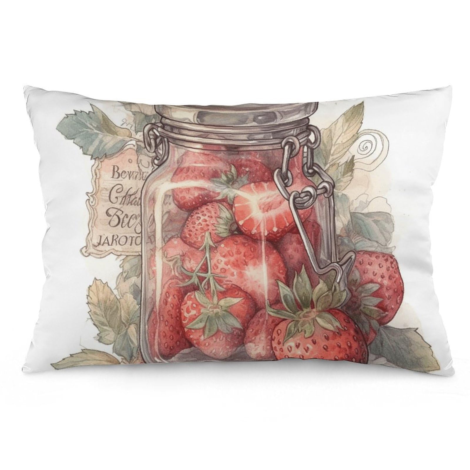 2 Pack Pillow Cases for Hair and Skin, Soft Breathable Pillow Case Covers with Hidden Zipper, Strawberries in Jar Pillowcase 20"x30" Pillow Covers for Sleeping Gift