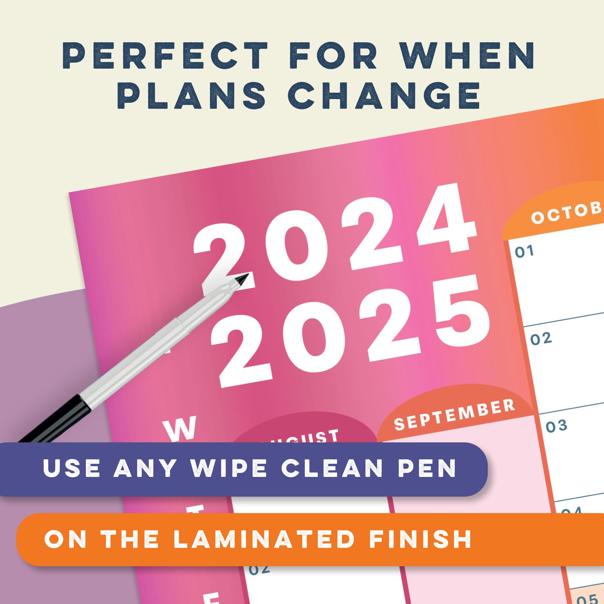 Boxclever Press Akademicki planer ścienny 2024-2025 (układ portretowy). Planer ścienny 2024 2025 od sierpnia do 25 sierpnia. Dostawa w rolce bez zagnieceń. Laminowany akademicki planer ścienny