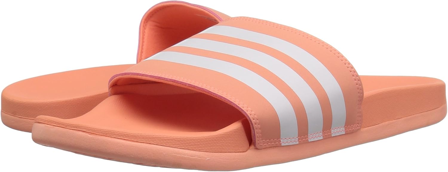 adidas Women's Adilette Comfort Slides Sandal, Chalk Coral/White/Chalk Coral, 6
