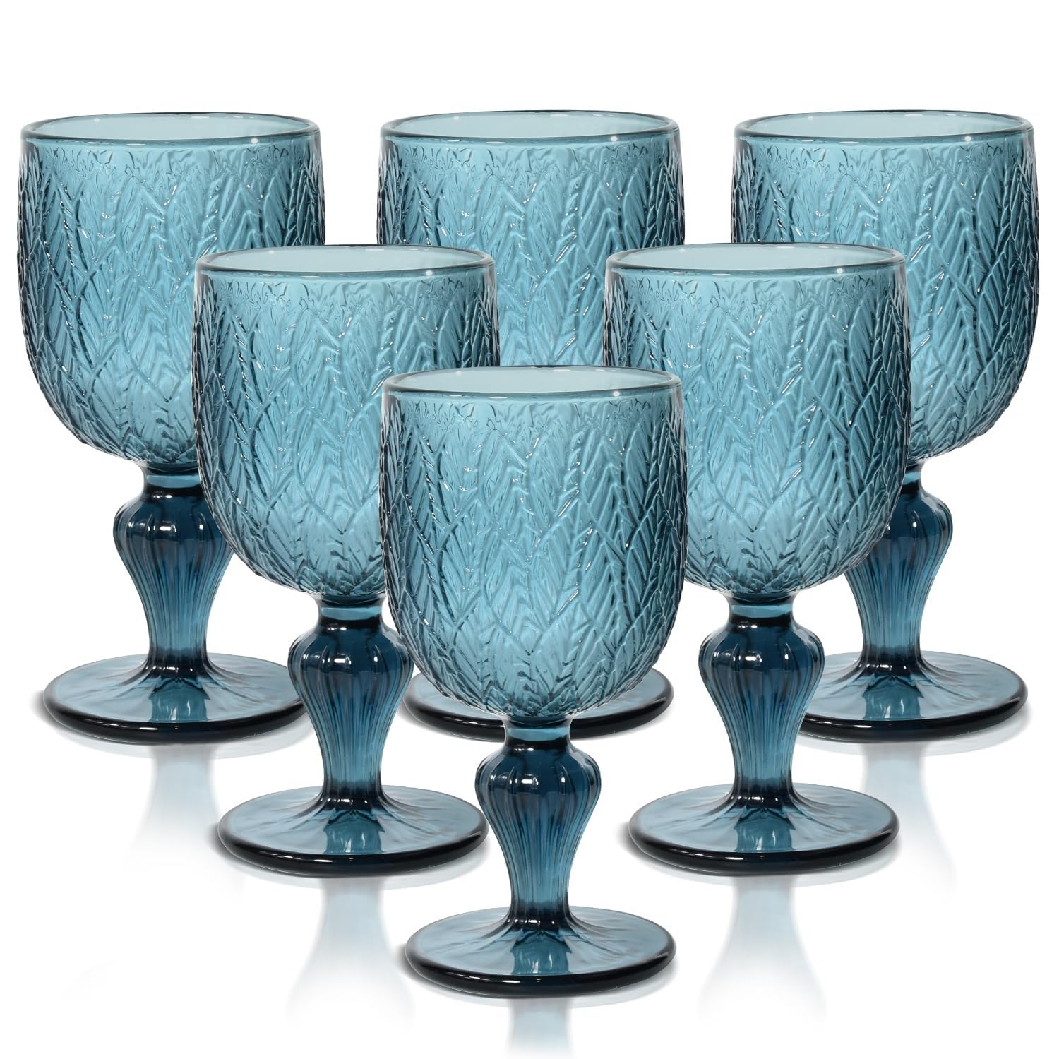 Verre à vin bleu 14 oz et vaisselle vintage colorée pour table de fête