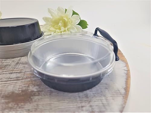 Miniatura 8 de KitchenDance - Juego de moldes desechables para postres con tapas, moldes redondos de 4 pulgadas para hornear pasteles para hotel y restaurante,