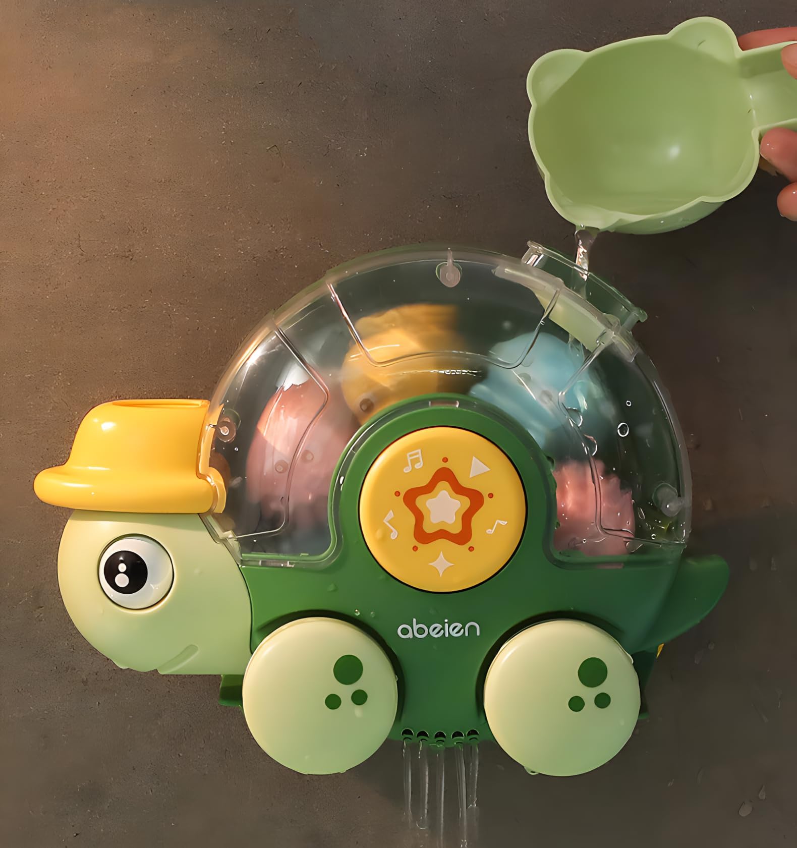 TOYBY Baby Bath Toys for Toddlers 1-3,Baby Turtle Bath Toys for Kids,Bathtub Water Toy for Infant with Waterwheel & 3 Strong Suction Cups, Baby Car Toy,Interactive Multicolored Infant Toy (Turtle)