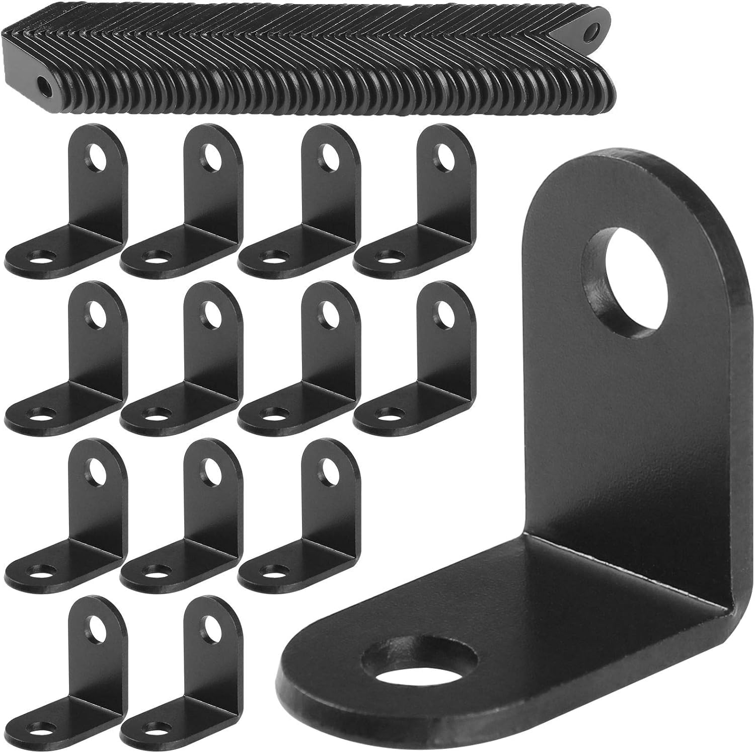 40PCS L Bracket Corner Brace Sets, 90 Degree Right Angle Bracket, Black L Brackets for Wood Furniture Cabinet Chair Shelves (20mmx20mm)