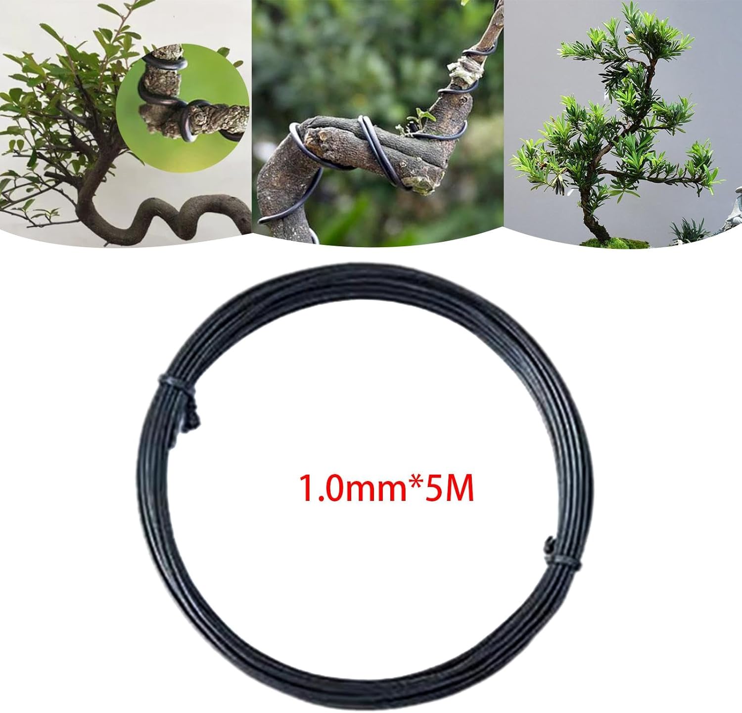 Bonsai Wire Aluminum Plant Training Wire Flexible Garden Fixed Wire Twist Ties Soft Material Suitable for Home Decoration Office Use, 1.0mmx5m