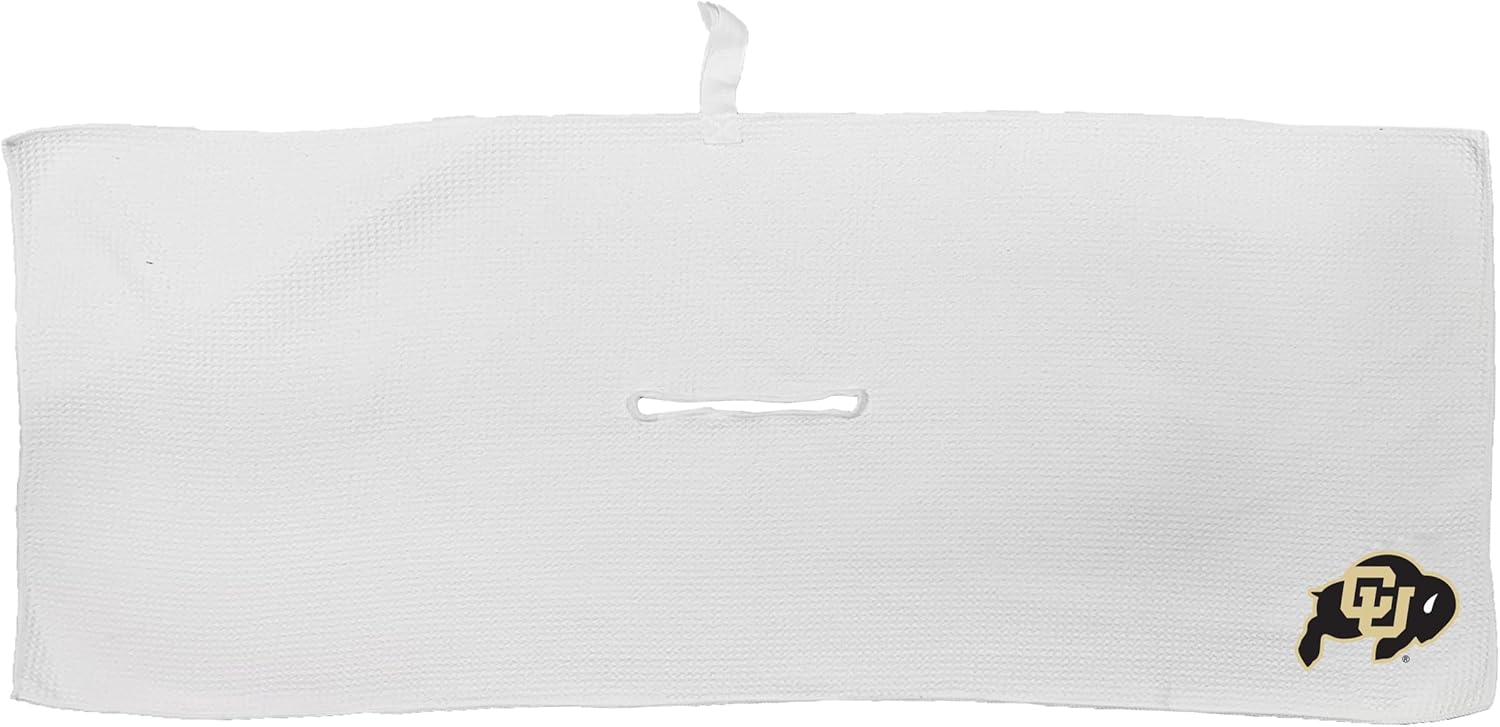 Team Golf NCAA NCAA Microfiber Towel - 16" X 40" (White) with Carabiner Clip, Premium Microfiber with Deep Waffle Pockets- Superior Water Absorption and Quick Dry Golf Cleaning Towel