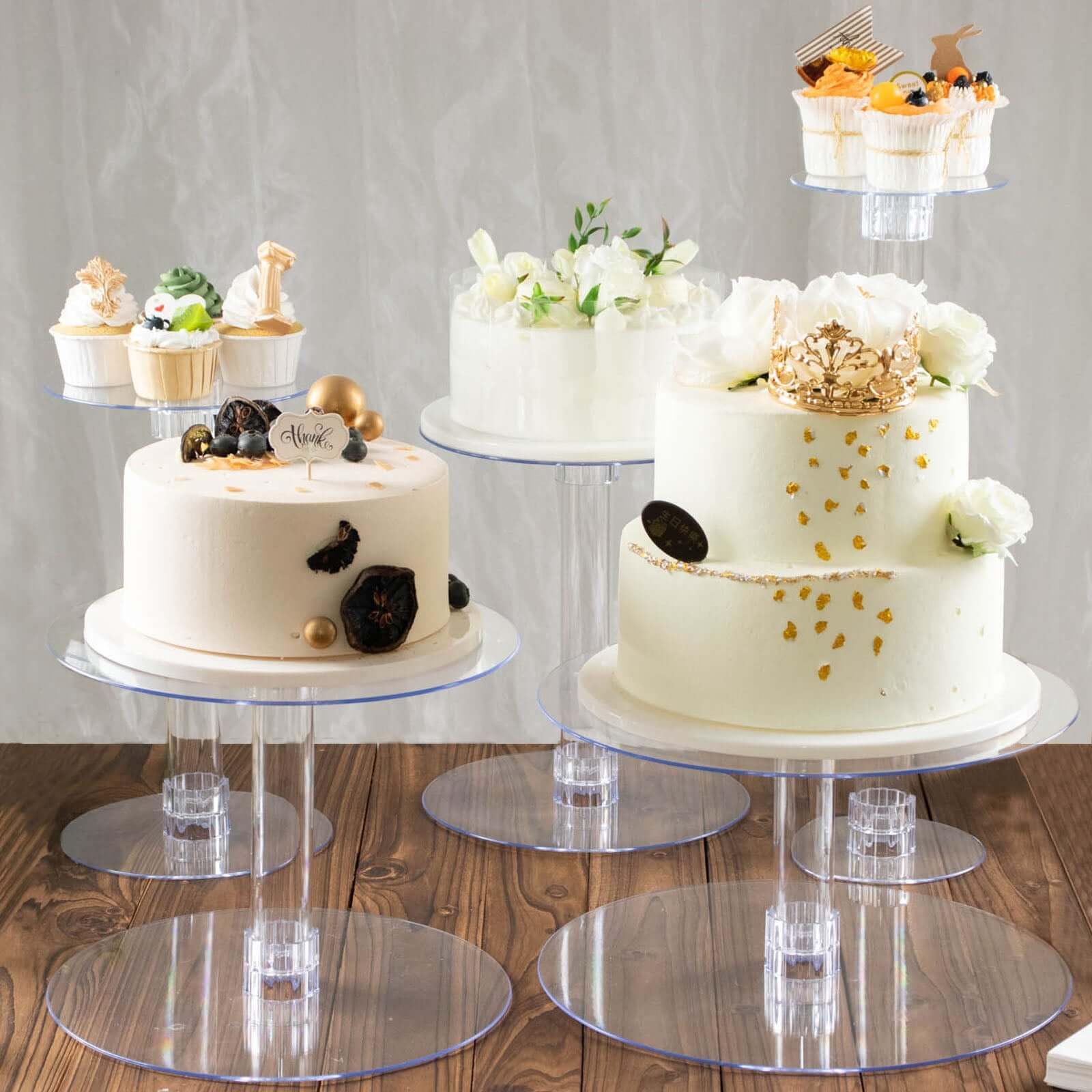 Efavormart Lovely 5 Tier Acrylic Crystal Glass Clear Cake Dessert Decorating Stand for Birthday Party Wedding