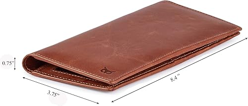 Vista 2 de Cartera larga para hombres y mujeres, de cuero genuino, plegable, elegante, delgada, hecha a mano, con 2 ventanas para identificación y tarjetero